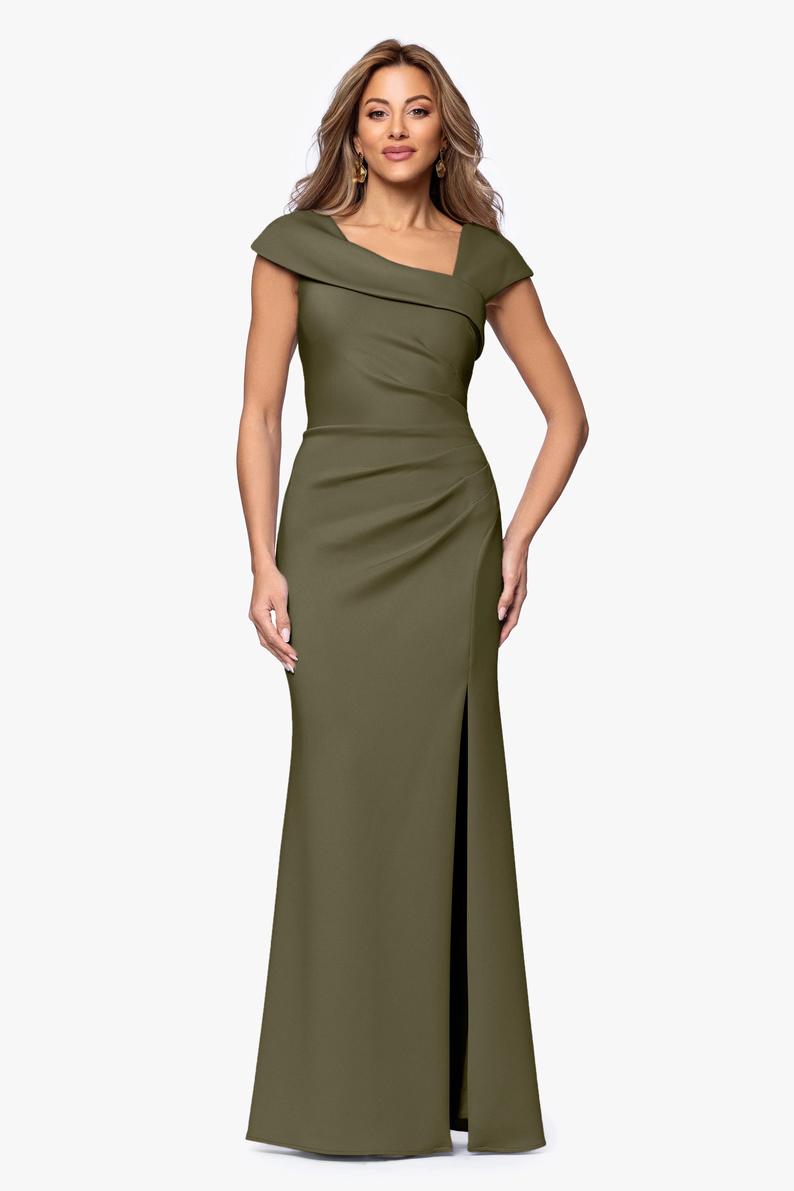"Lenore" Techno Scuba Asymmetrical Neckline Dress - Image 34