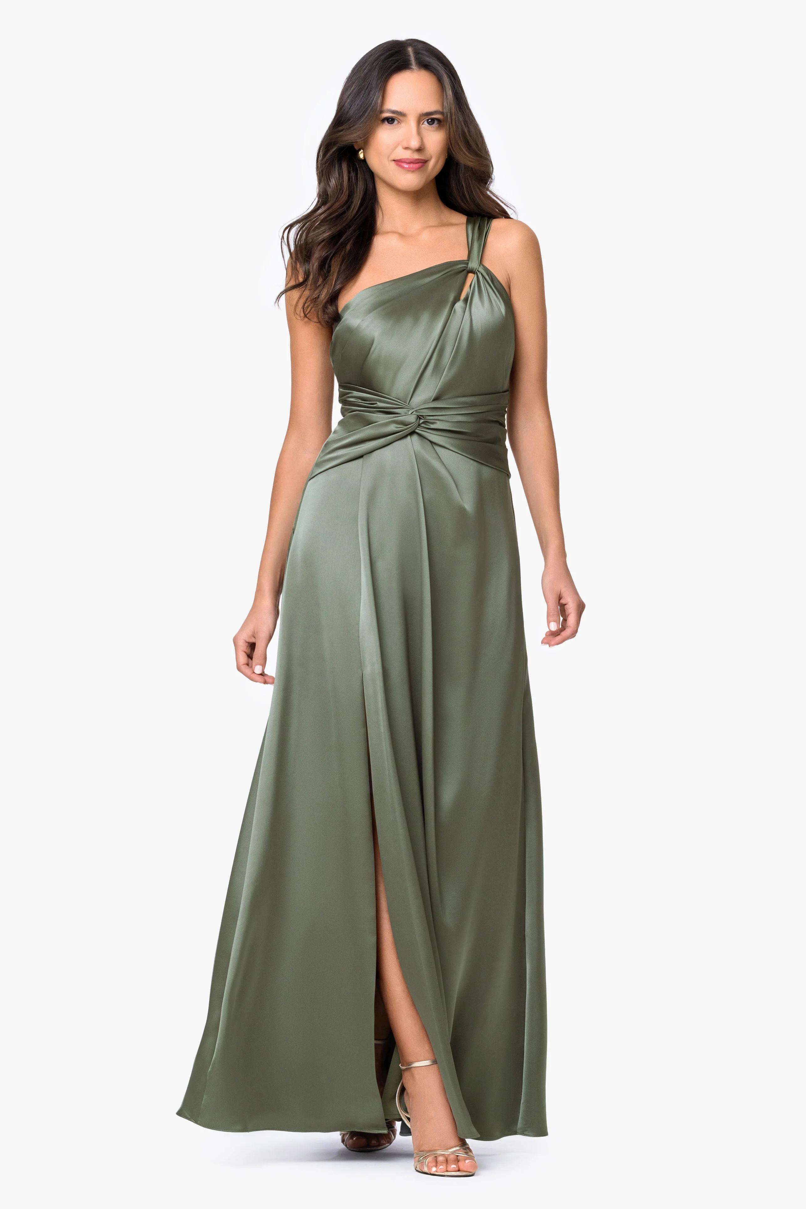 "Leona" Satin Twist Waist Dress