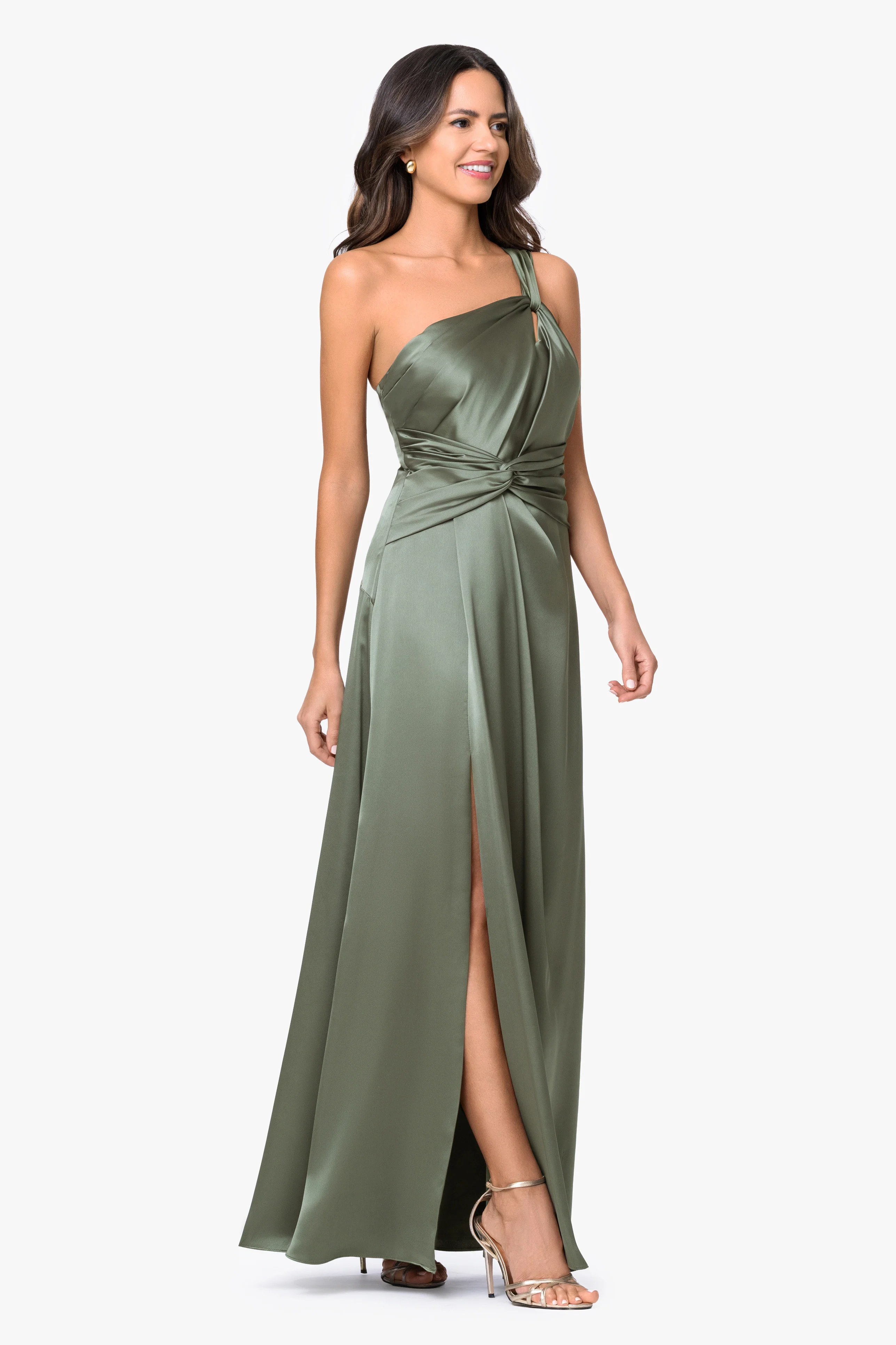 "Leona" Satin Twist Waist Dress - Image 4