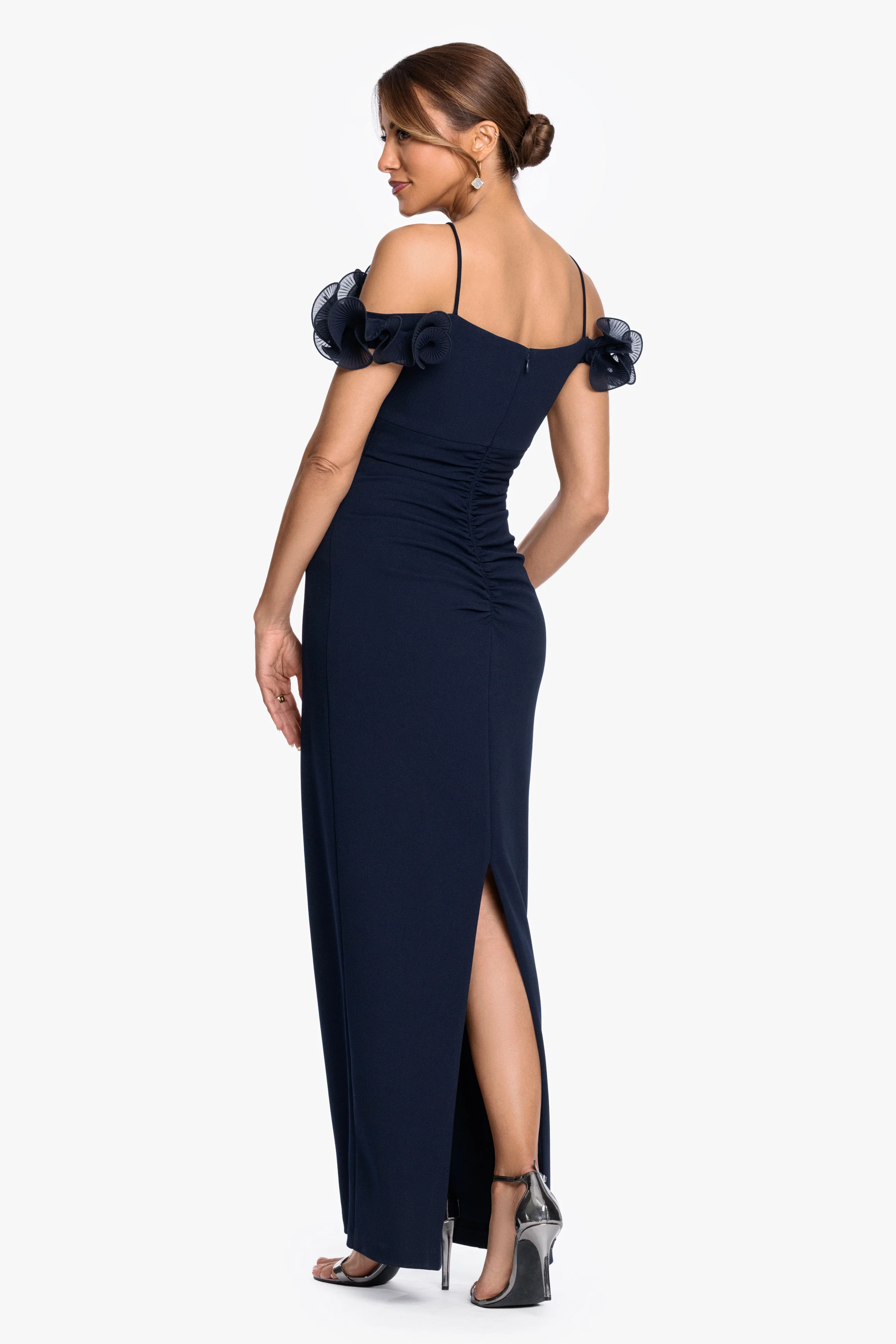 "Luna" Scuba Crepe & Chiffon Ruffle Dress - Image 4