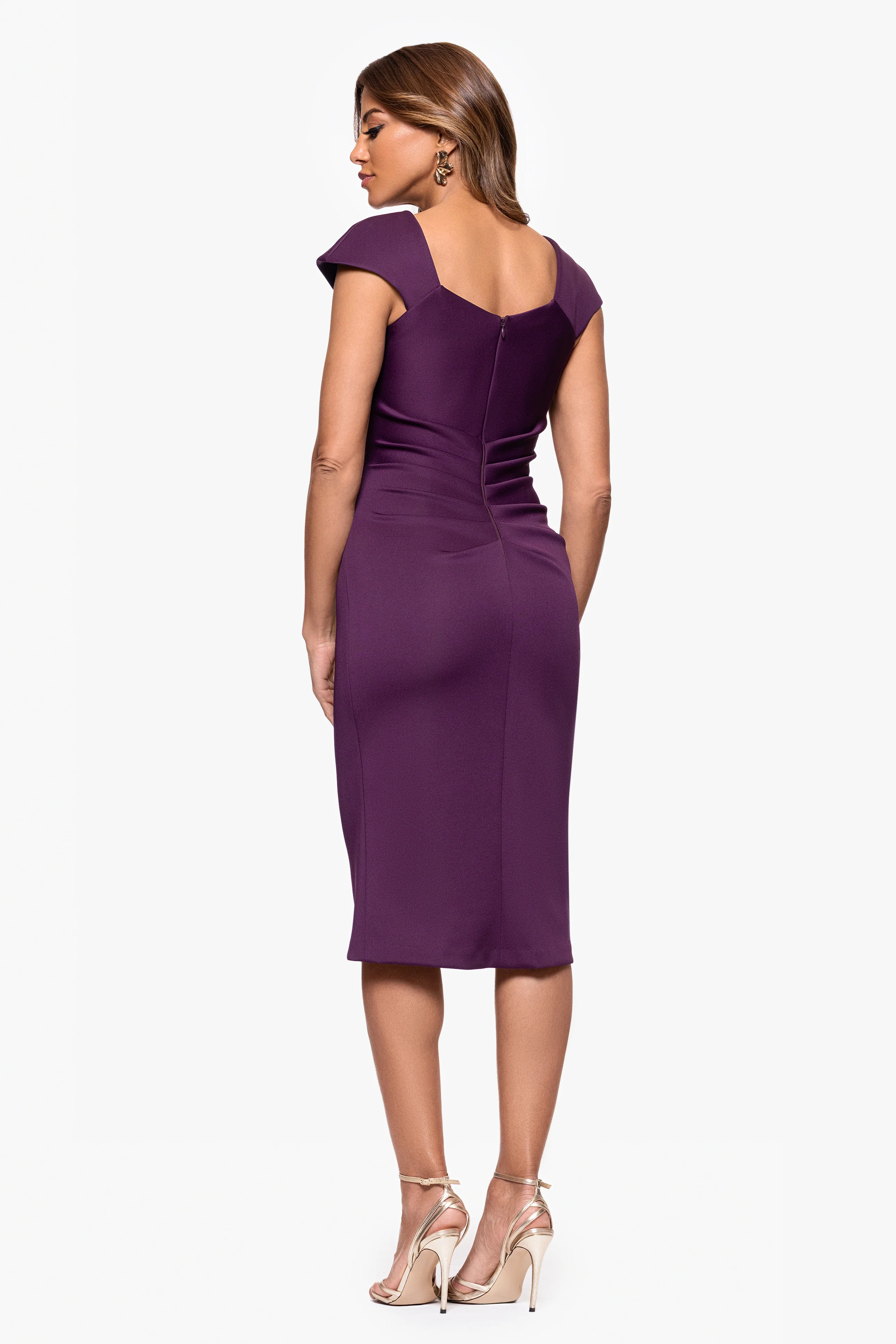 "Lyla" Techno Scuba Asymmetrical Neckline Dress - Image 9