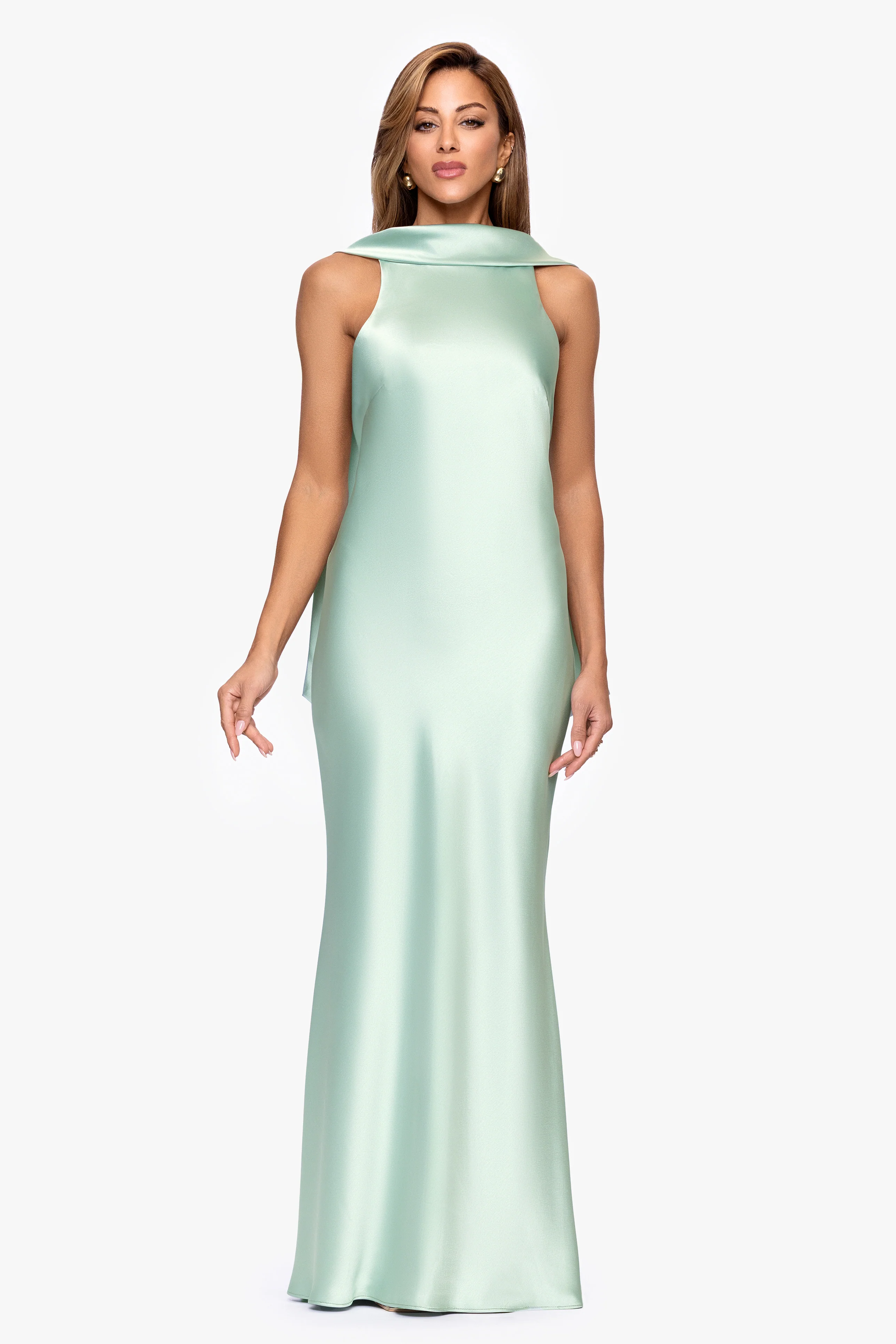 "Mackenzie" Satin Back Sash Dress