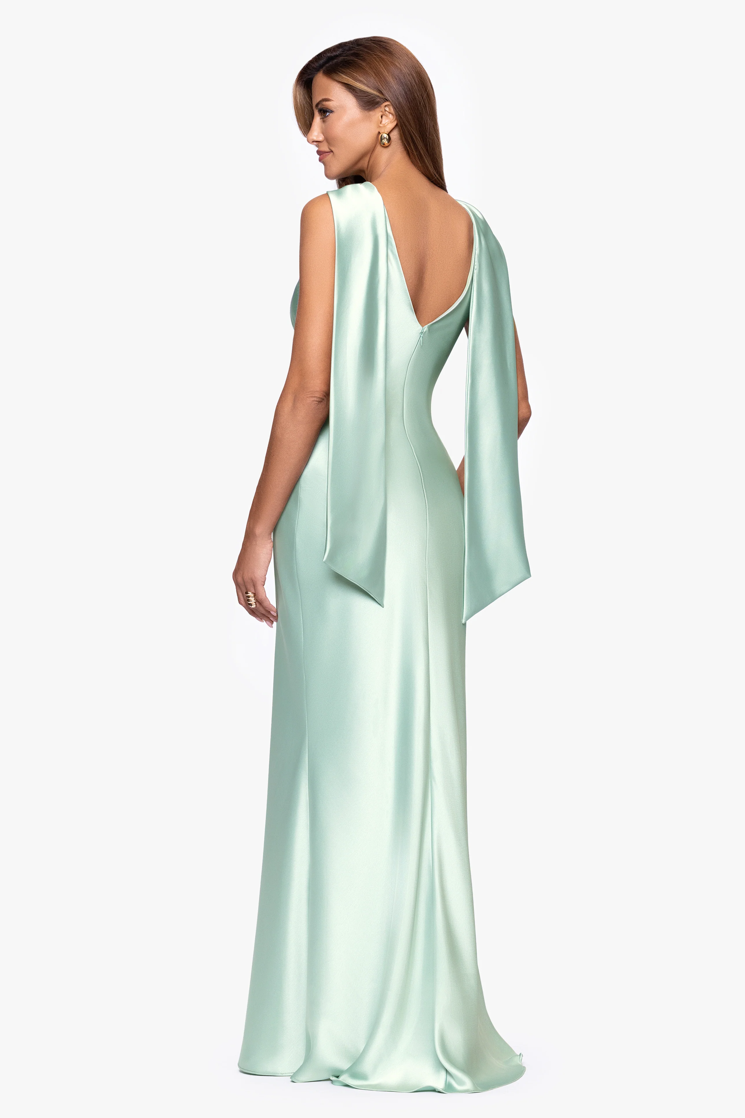 "Mackenzie" Satin Back Sash Dress - Image 3