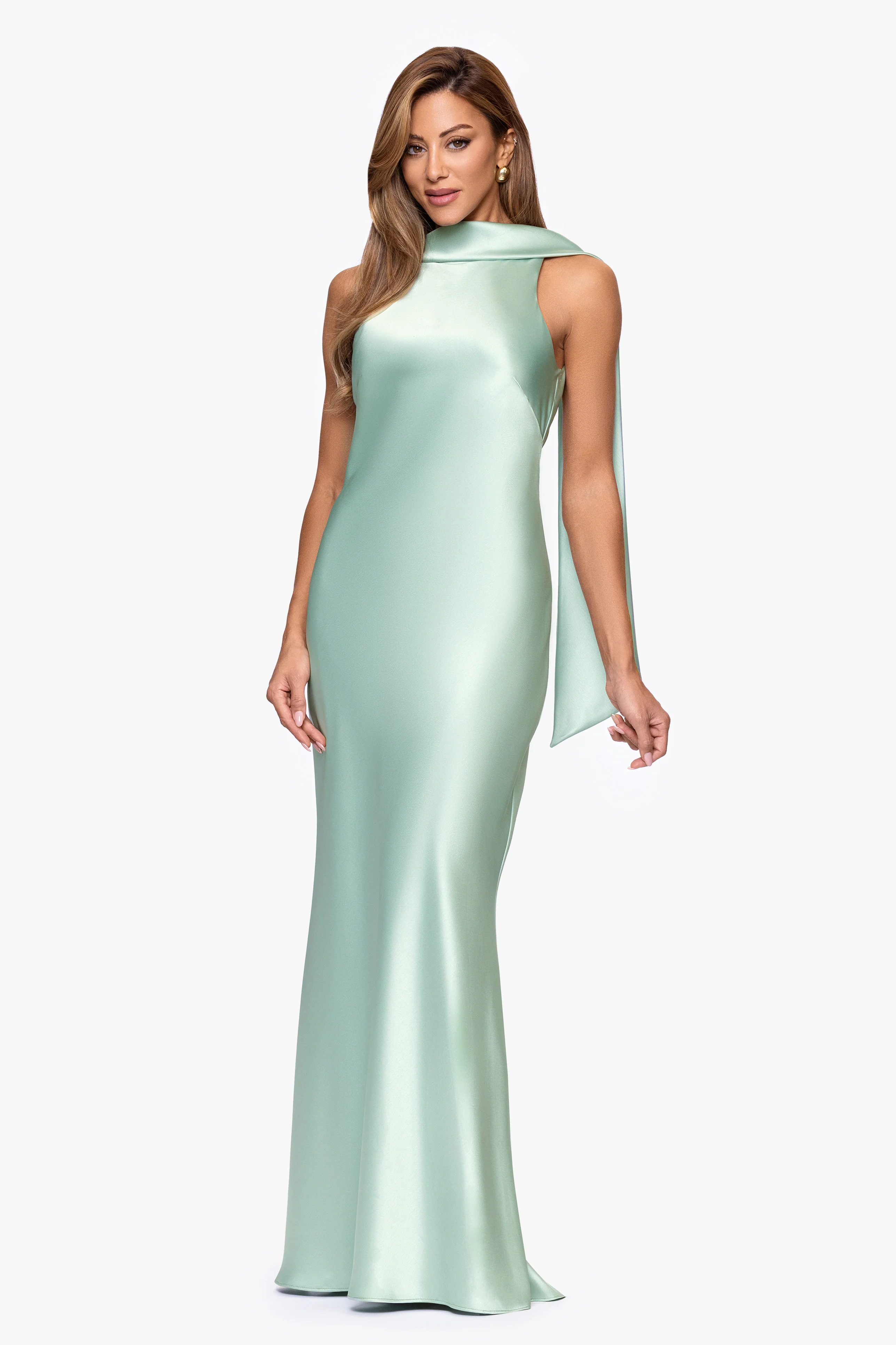 "Mackenzie" Satin Back Sash Dress - Image 4