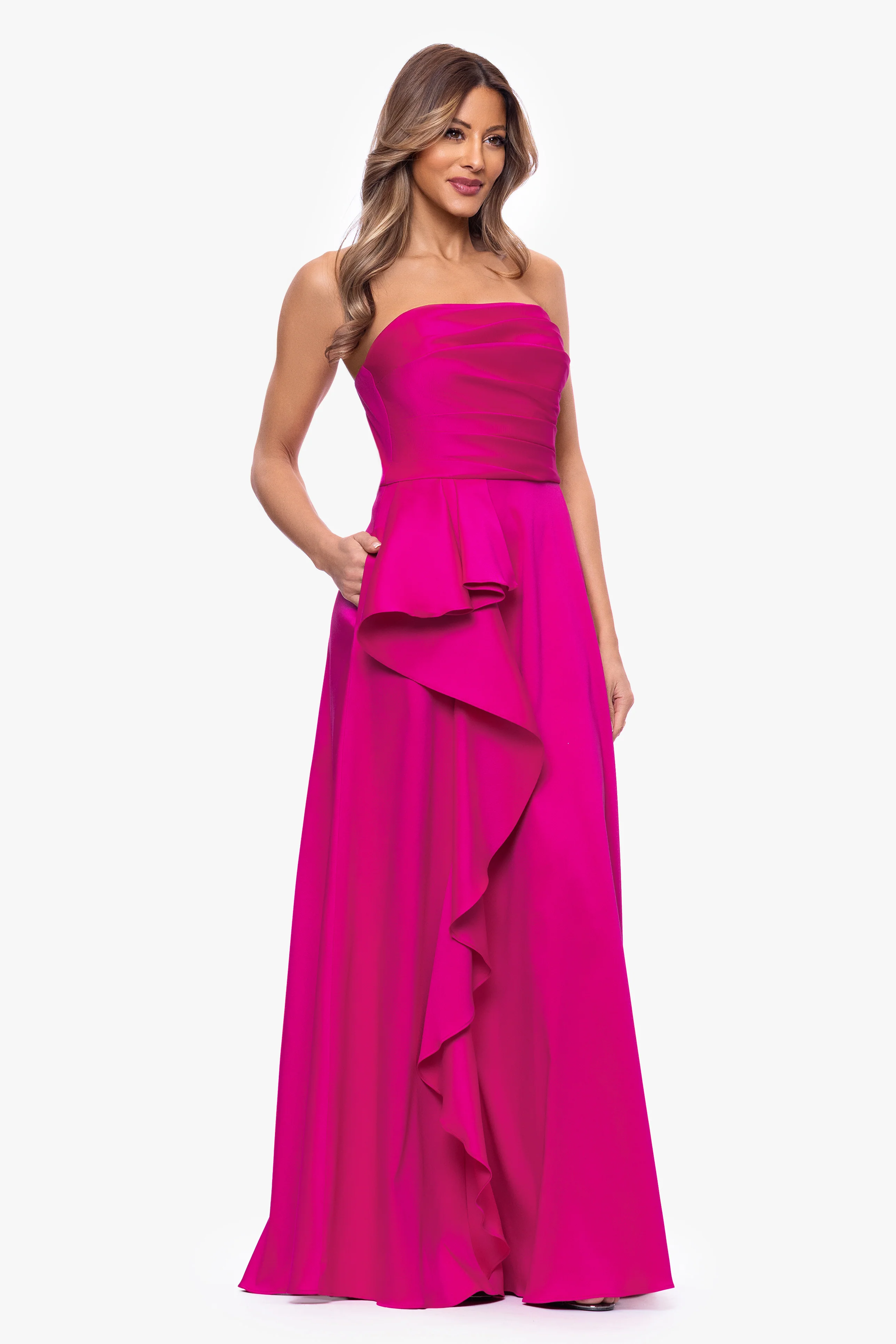 "Michelle" Mikado Satin Strapless Dress - Image 4