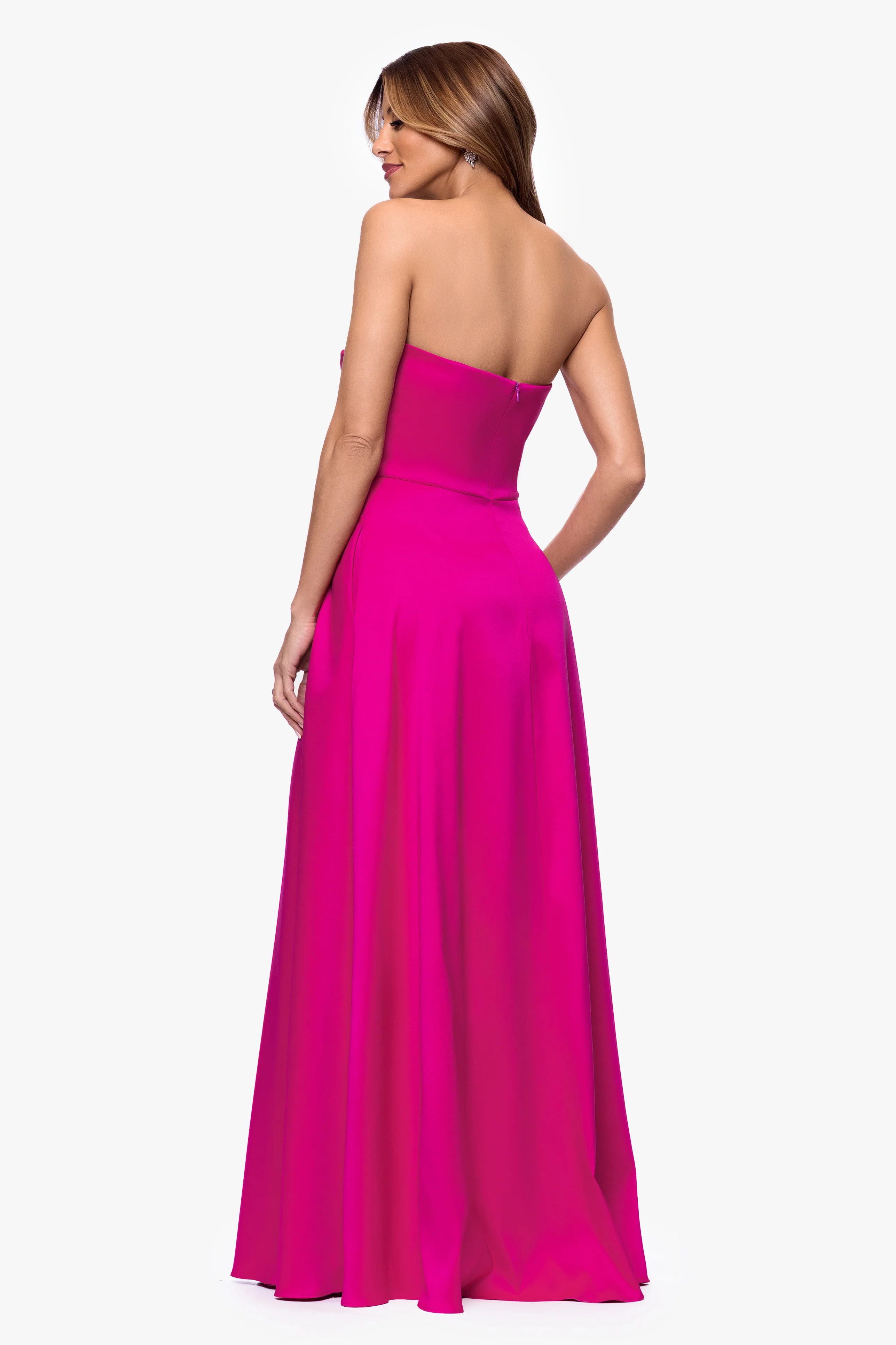 "Michelle" Mikado Satin Strapless Dress - Image 5