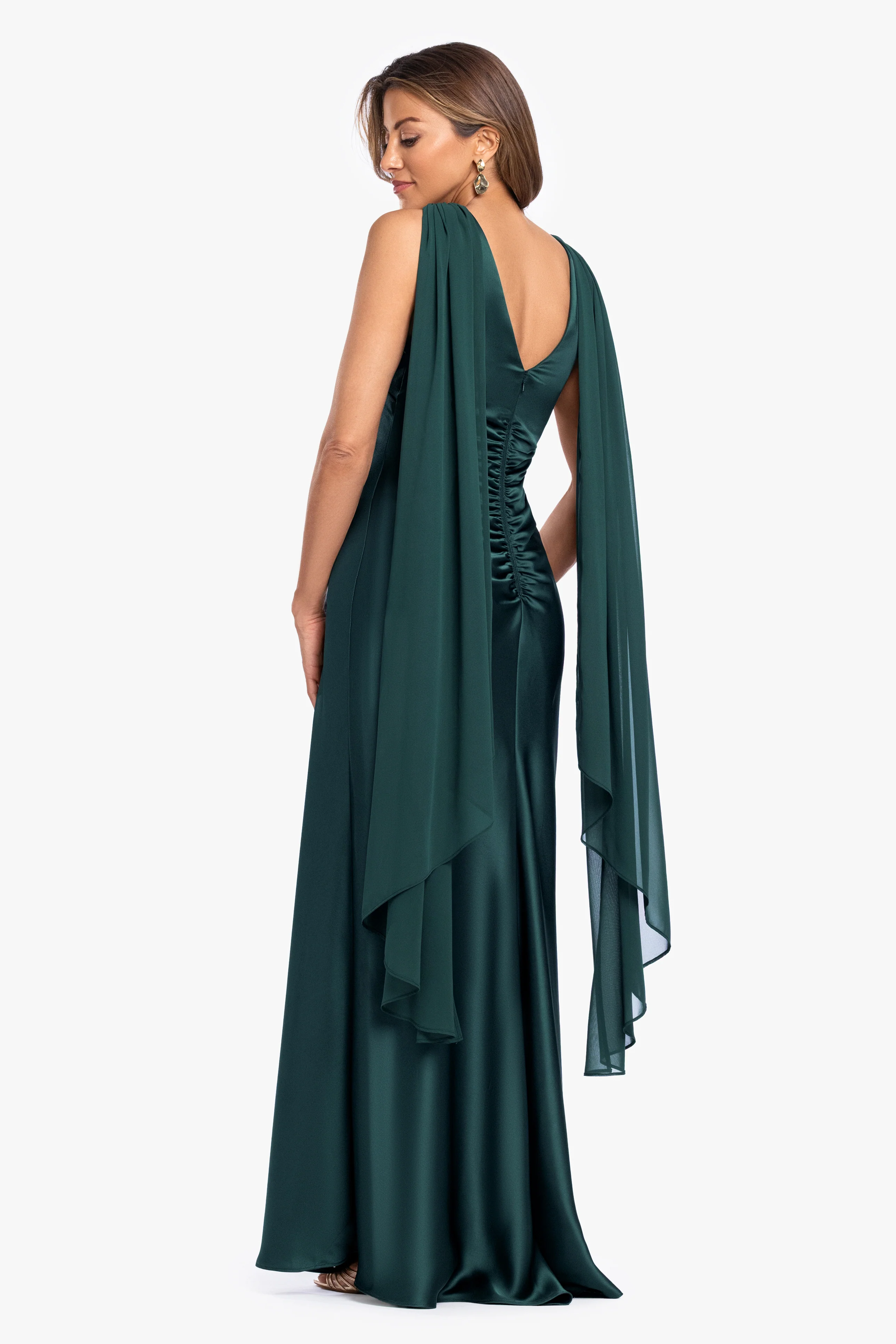"Monica" Satin & Hammered Chiffon Scarf Dress - Image 3