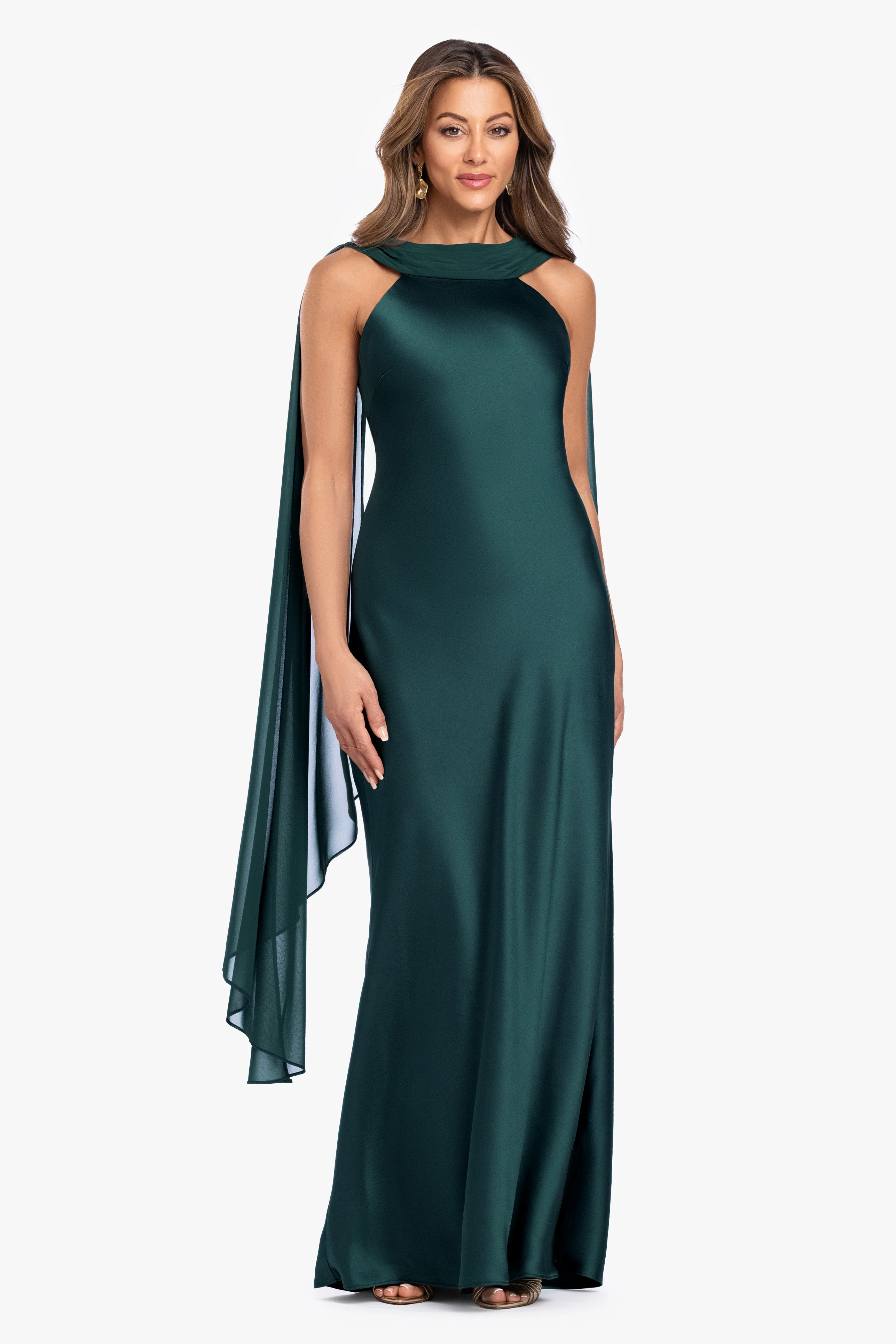 "Monica" Satin & Hammered Chiffon Scarf Dress - Image 4