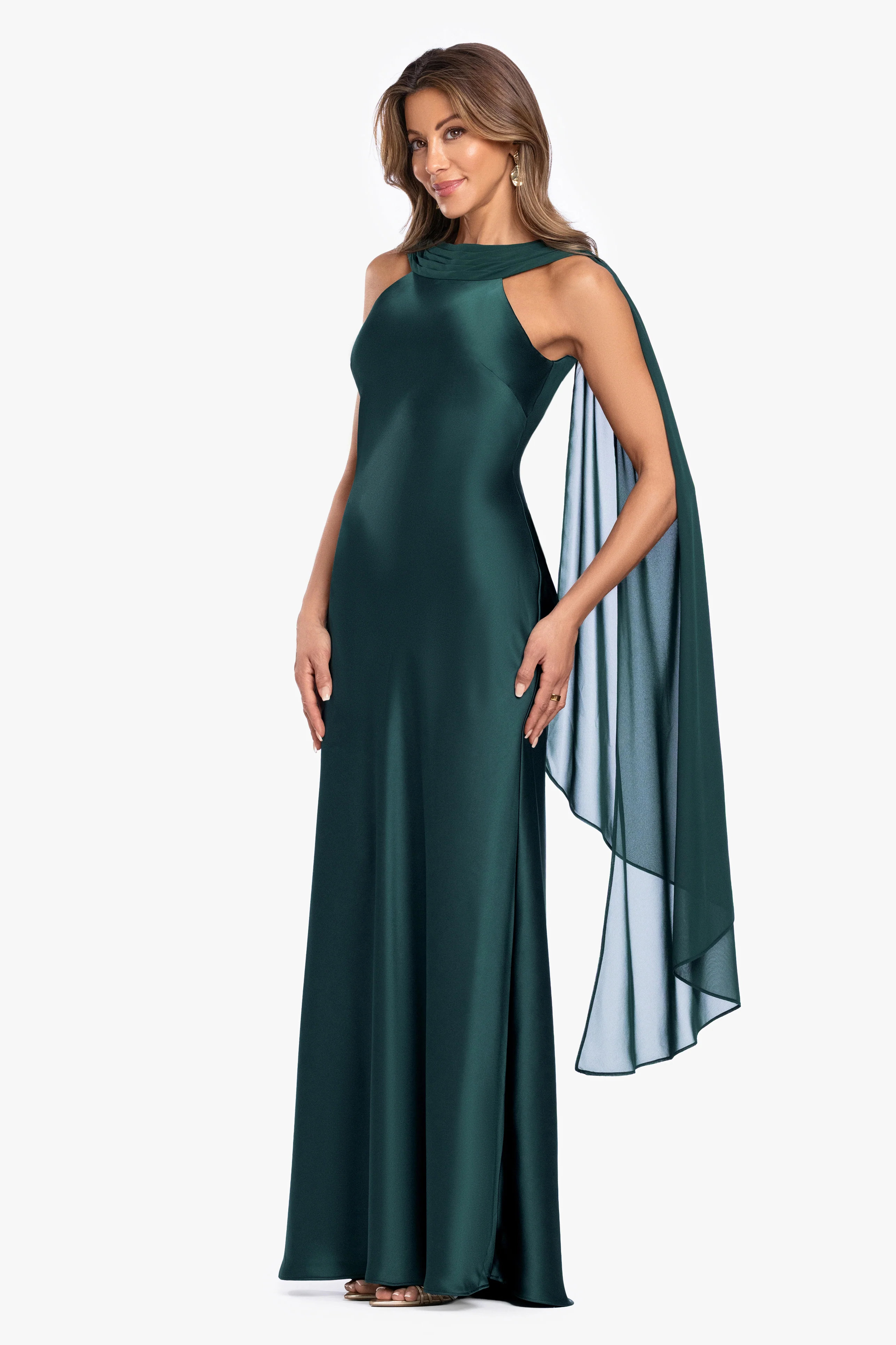 "Monica" Satin & Hammered Chiffon Scarf Dress - Image 5