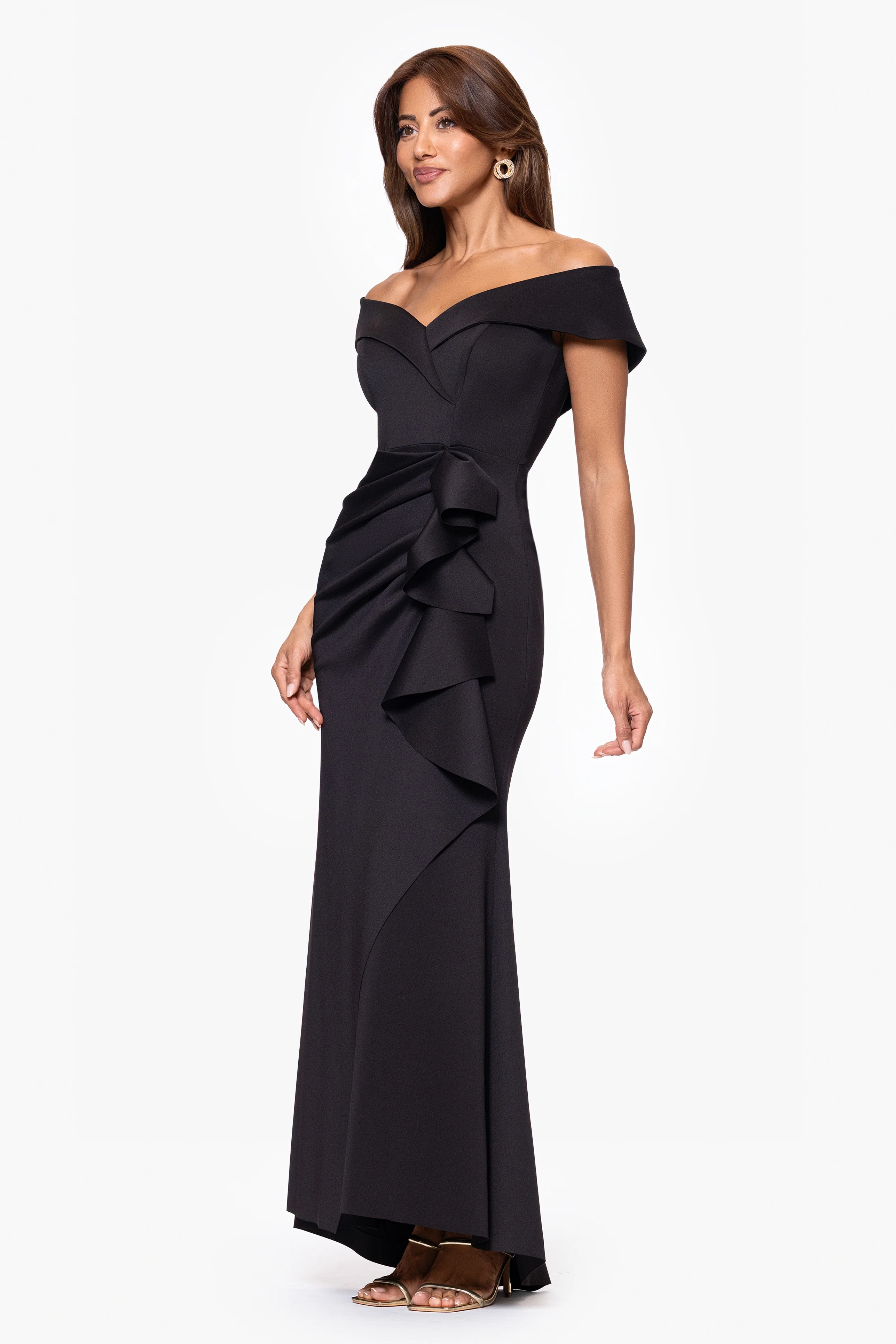 "Patti" Techno Scuba Off The Shoulder Dress - Image 20