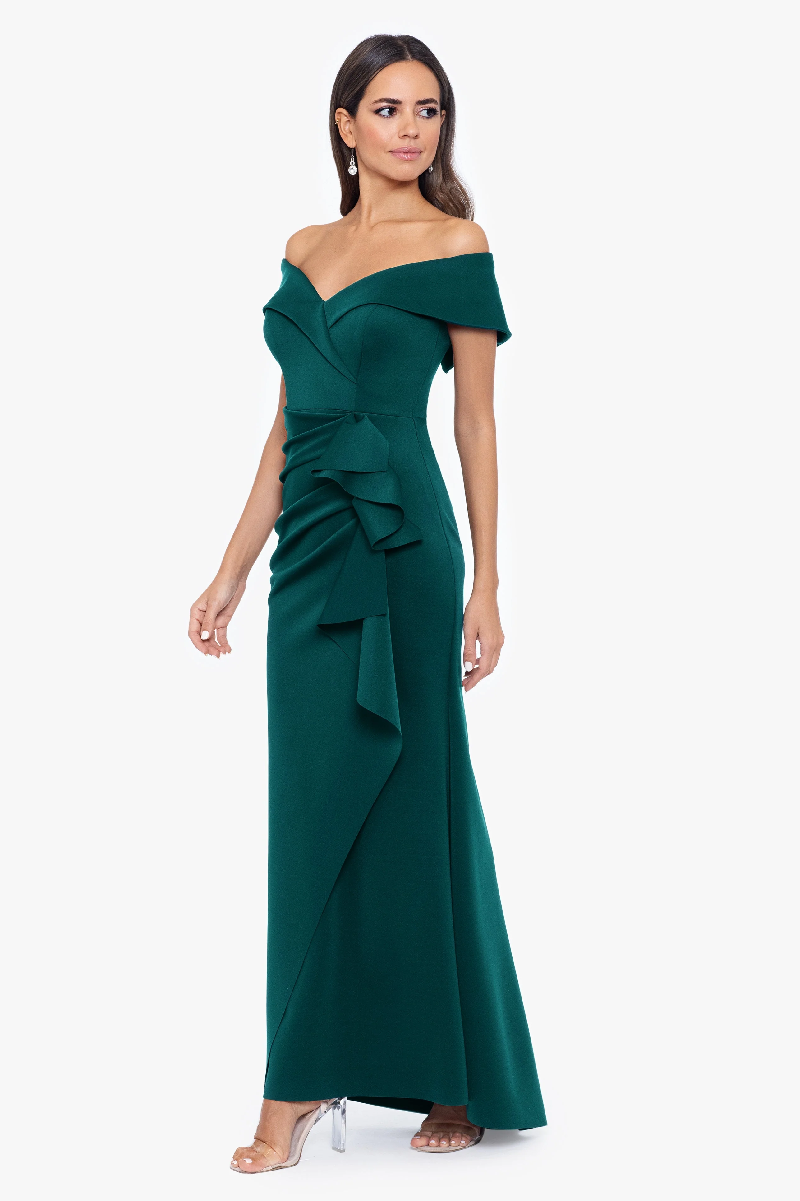 "Patti" Techno Scuba Off The Shoulder Dress - Image 15