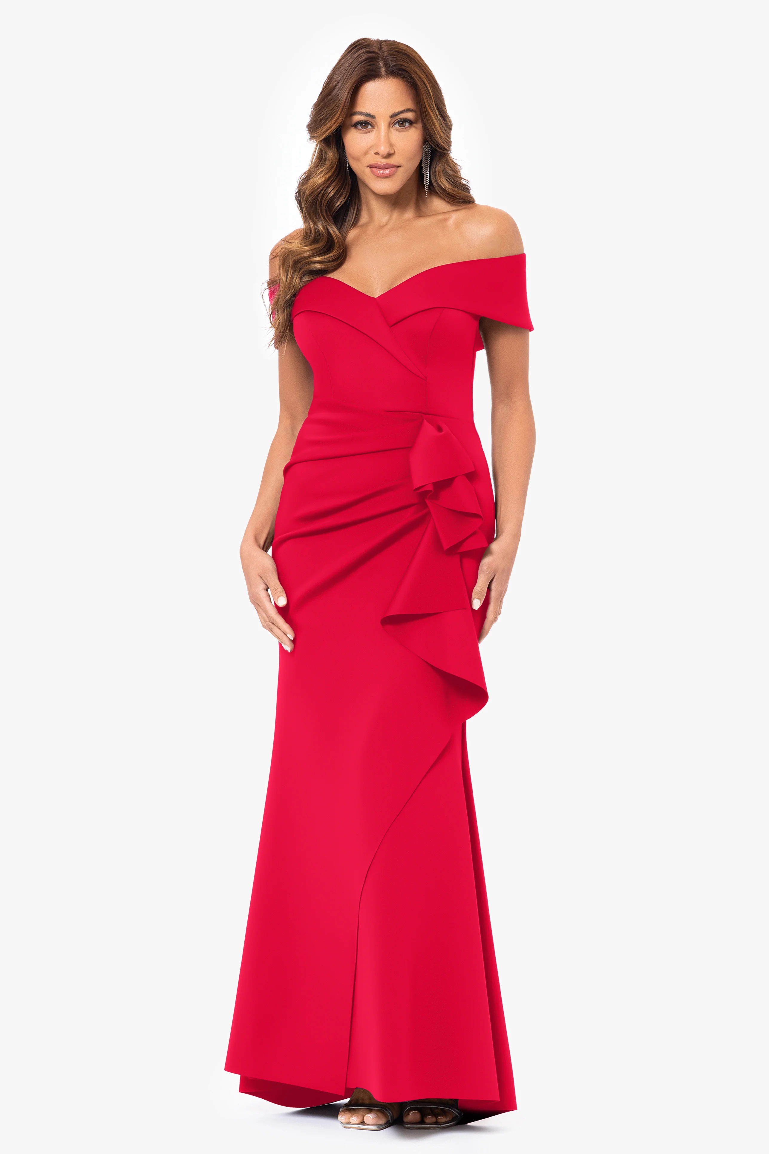 "Patti" Techno Scuba Off The Shoulder Dress - Image 17