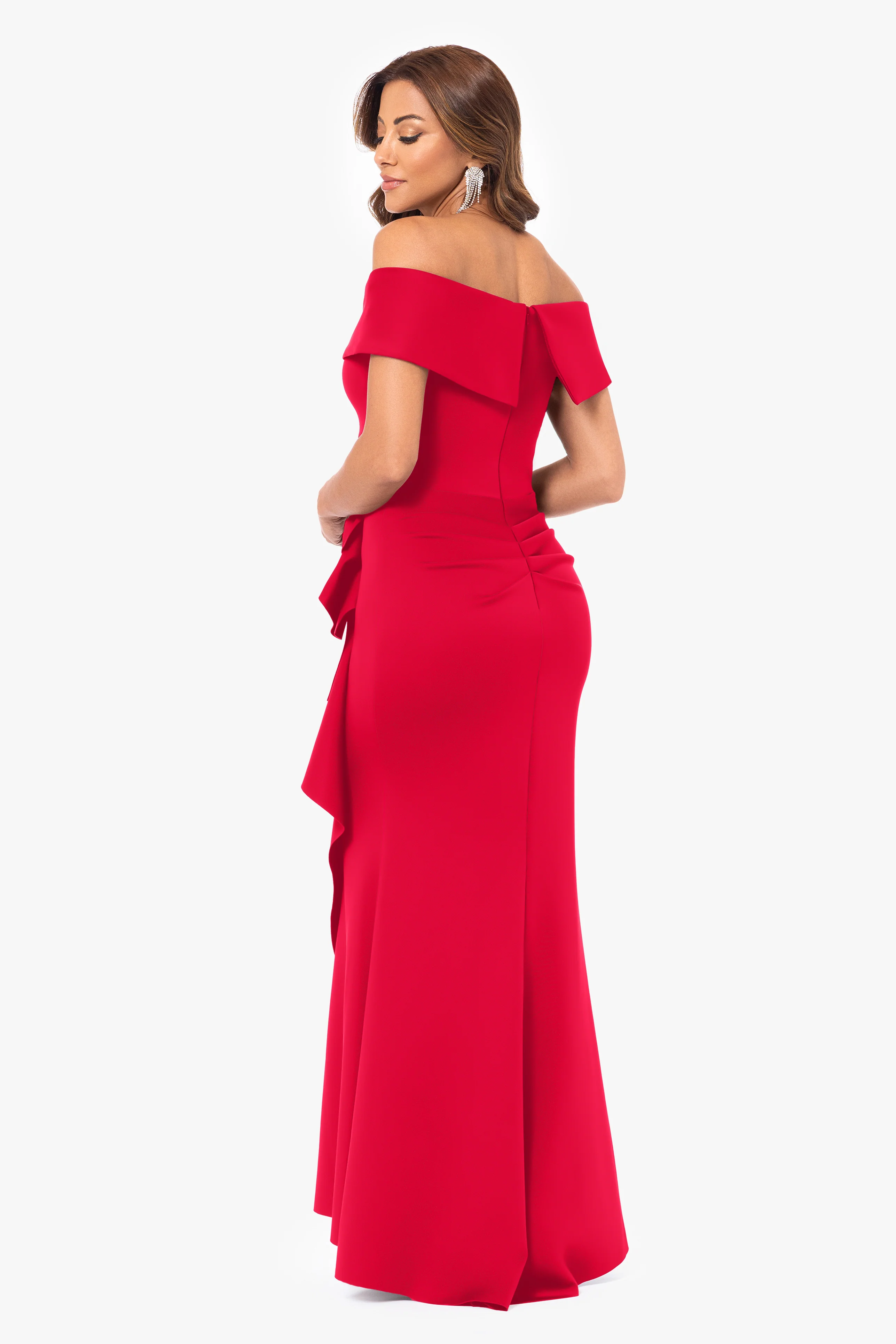 "Patti" Techno Scuba Off The Shoulder Dress - Image 18