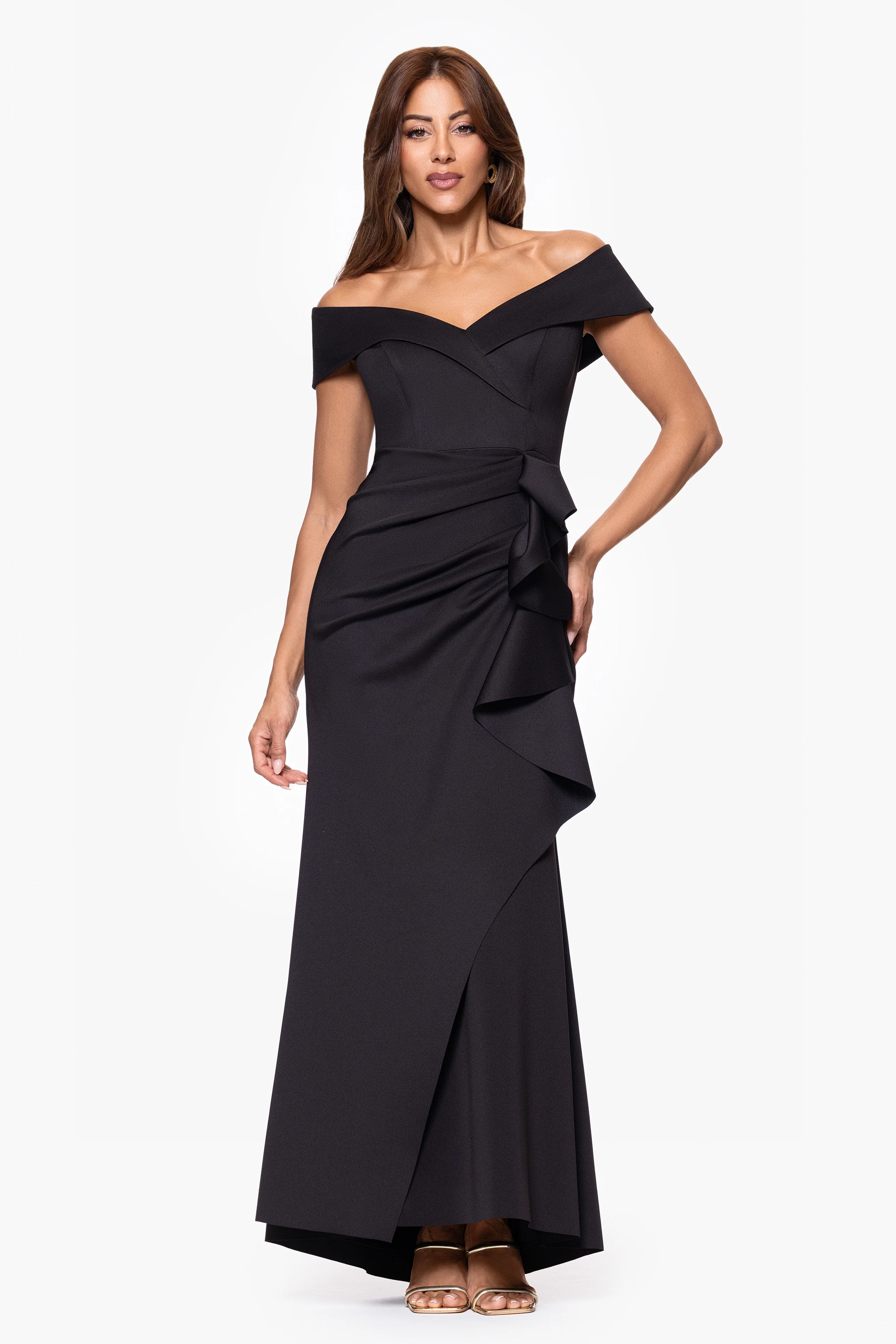 "Patti" Techno Scuba Off The Shoulder Dress - Image 11