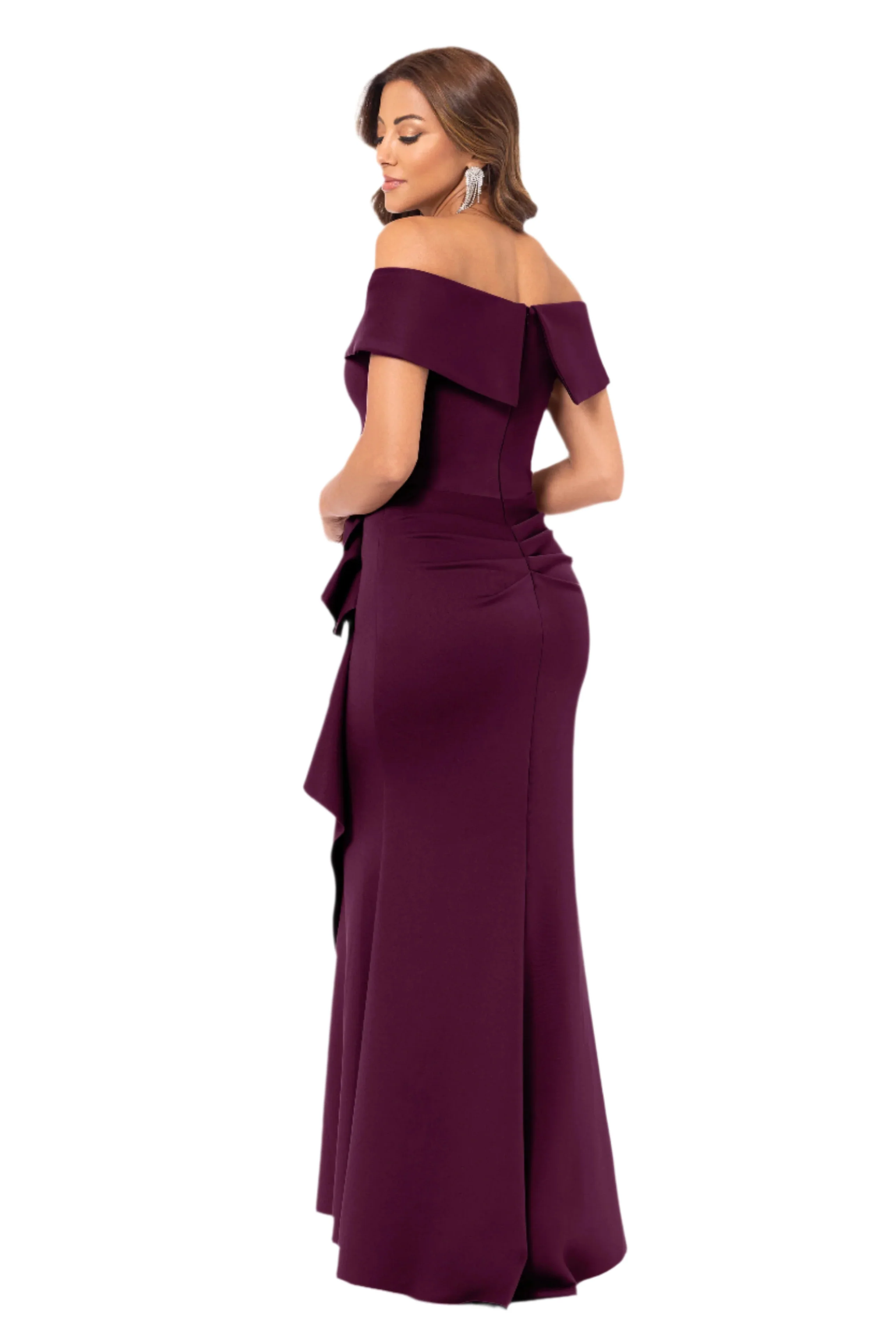"Patti" Techno Scuba Off The Shoulder Dress - Image 33