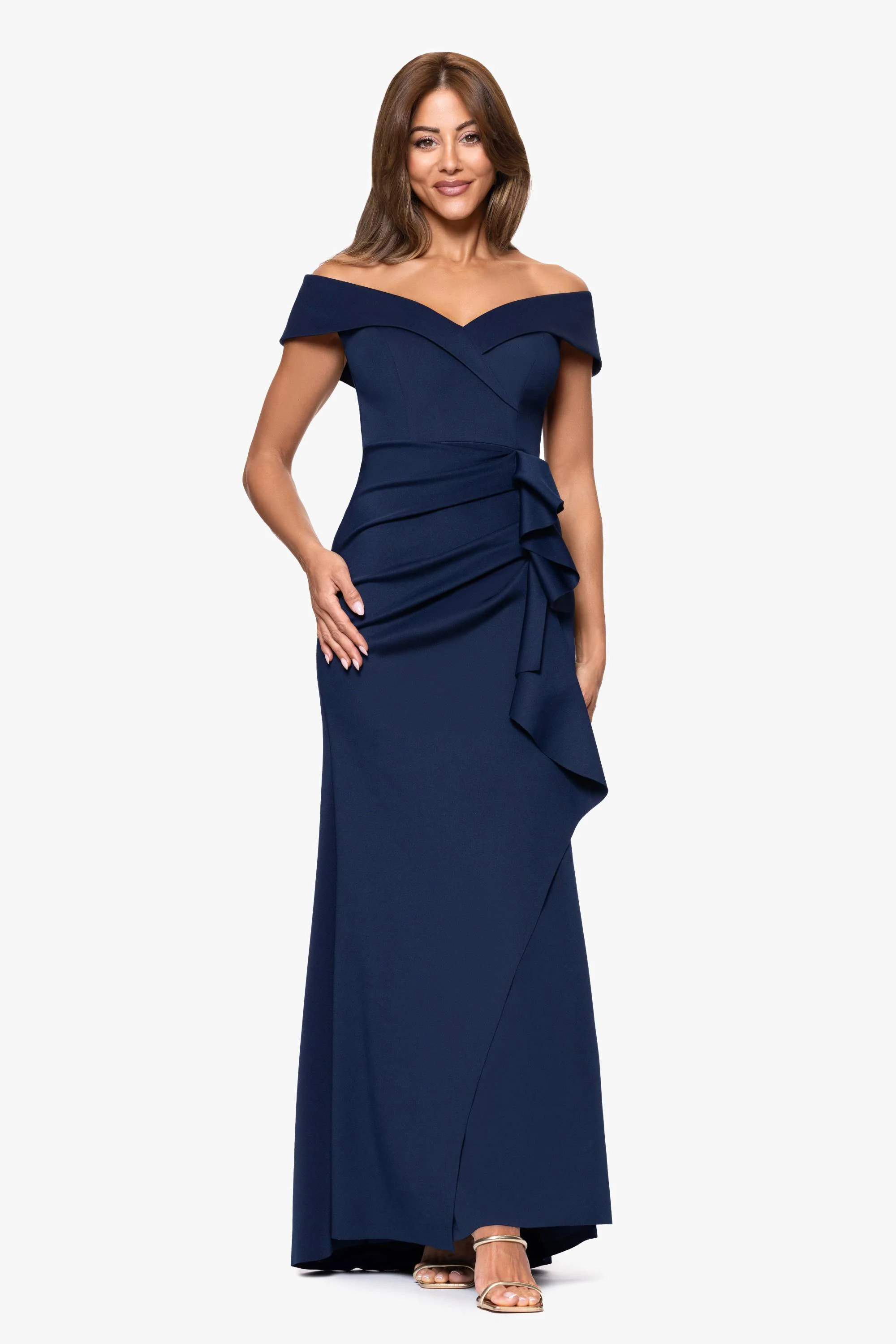 "Patti" Techno Scuba Off The Shoulder Dress - Image 6