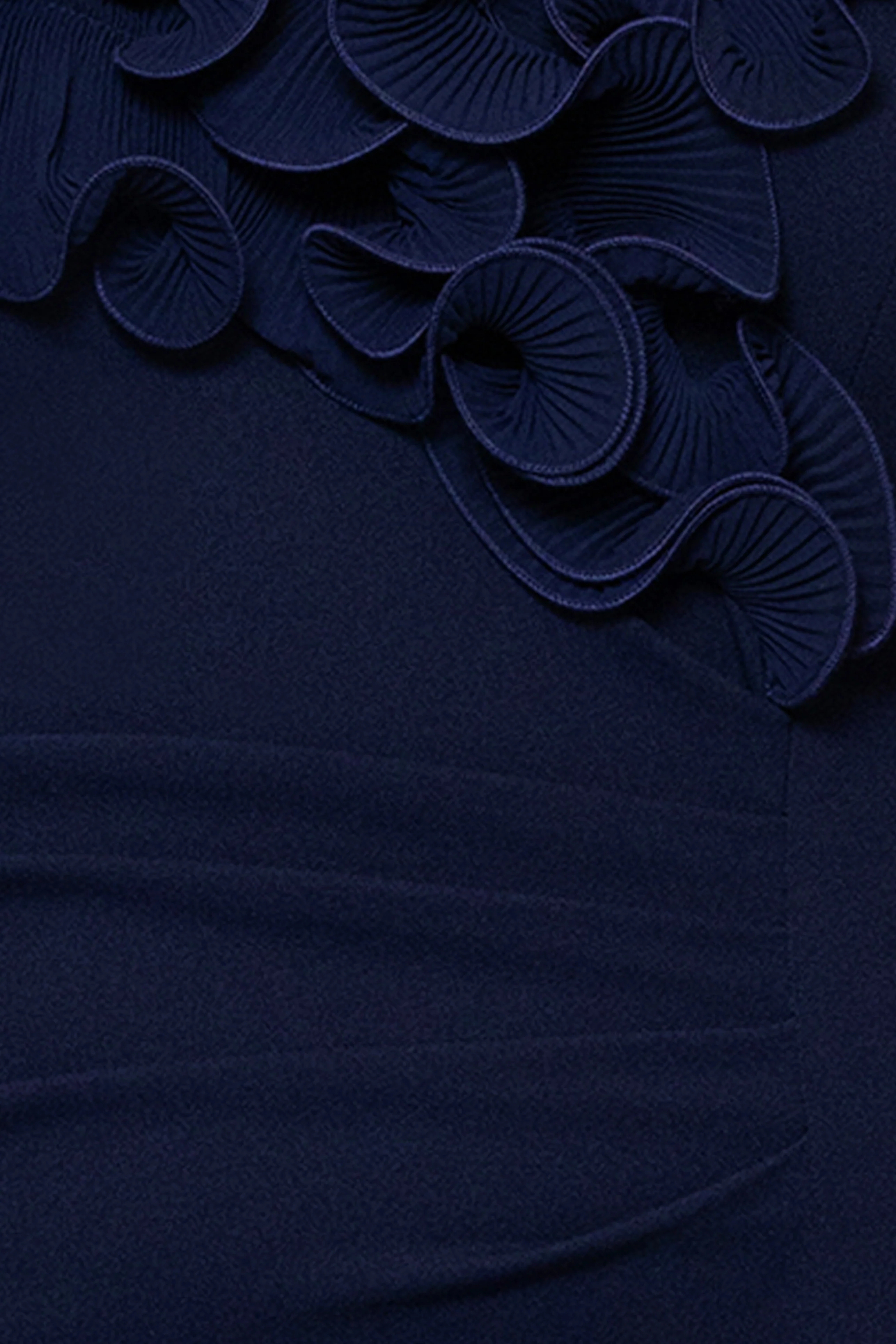 Petite "Anya" Scuba Crepe & Chiffon Ruffle Off the Shoulder Dress - Image 10