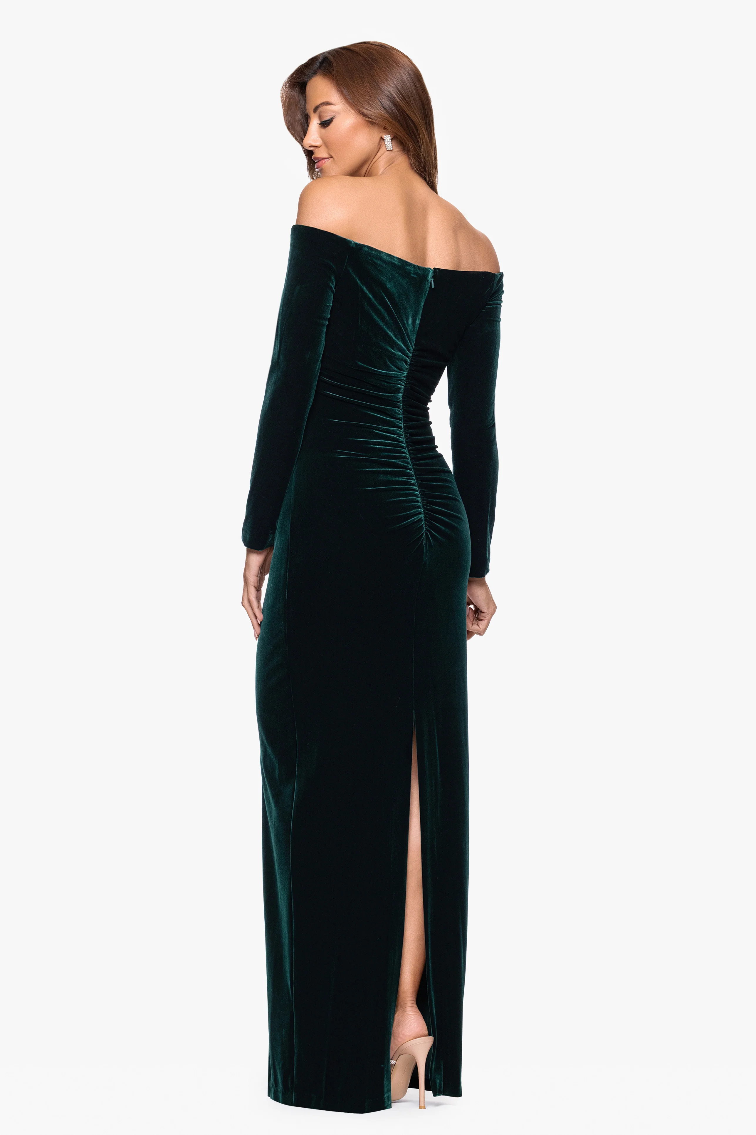 Petite "Christy" Off the Shoulder Velvet Dress - Image 7