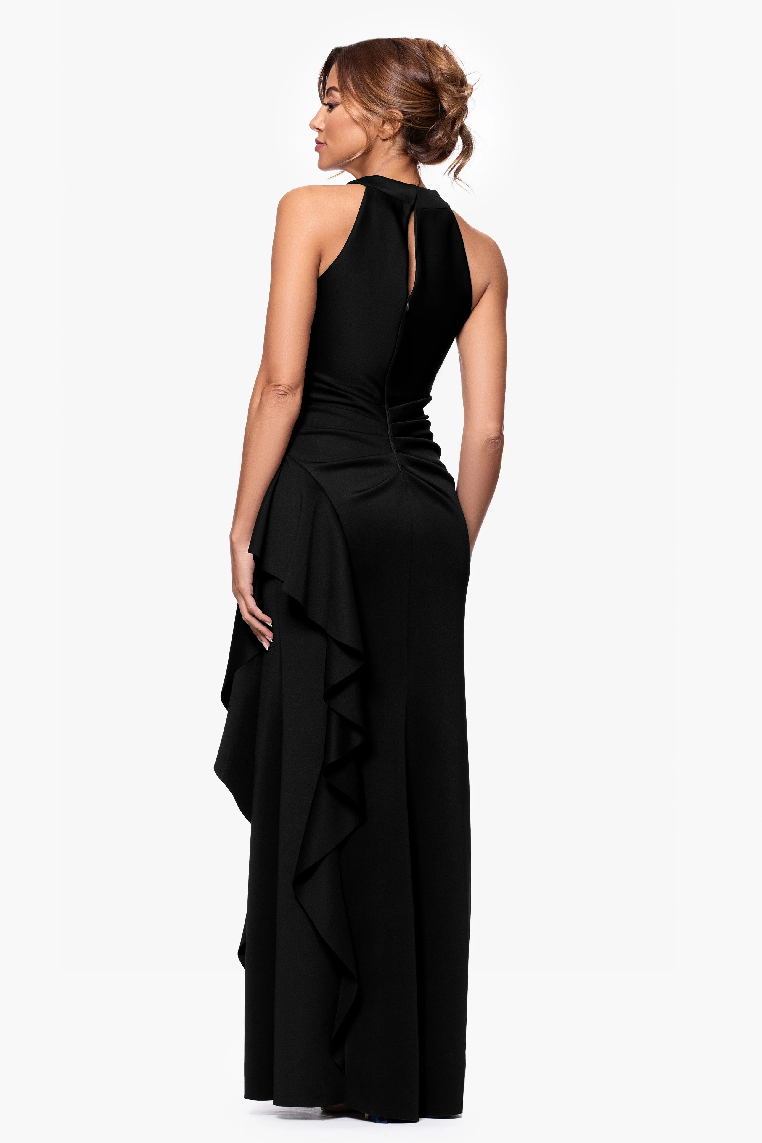 "Gigi" Techno Scuba Cross Neck Dress - Image 8