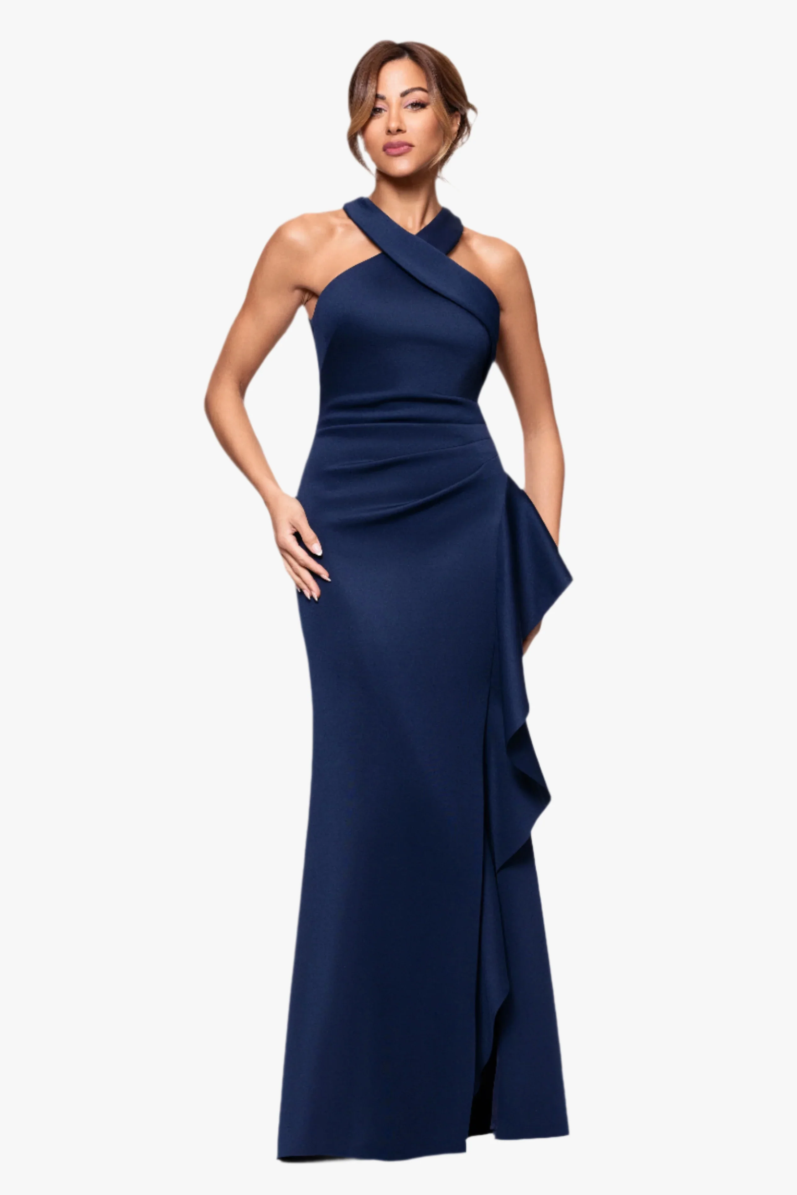 "Gigi" Techno Scuba Cross Neck Dress - Image 11