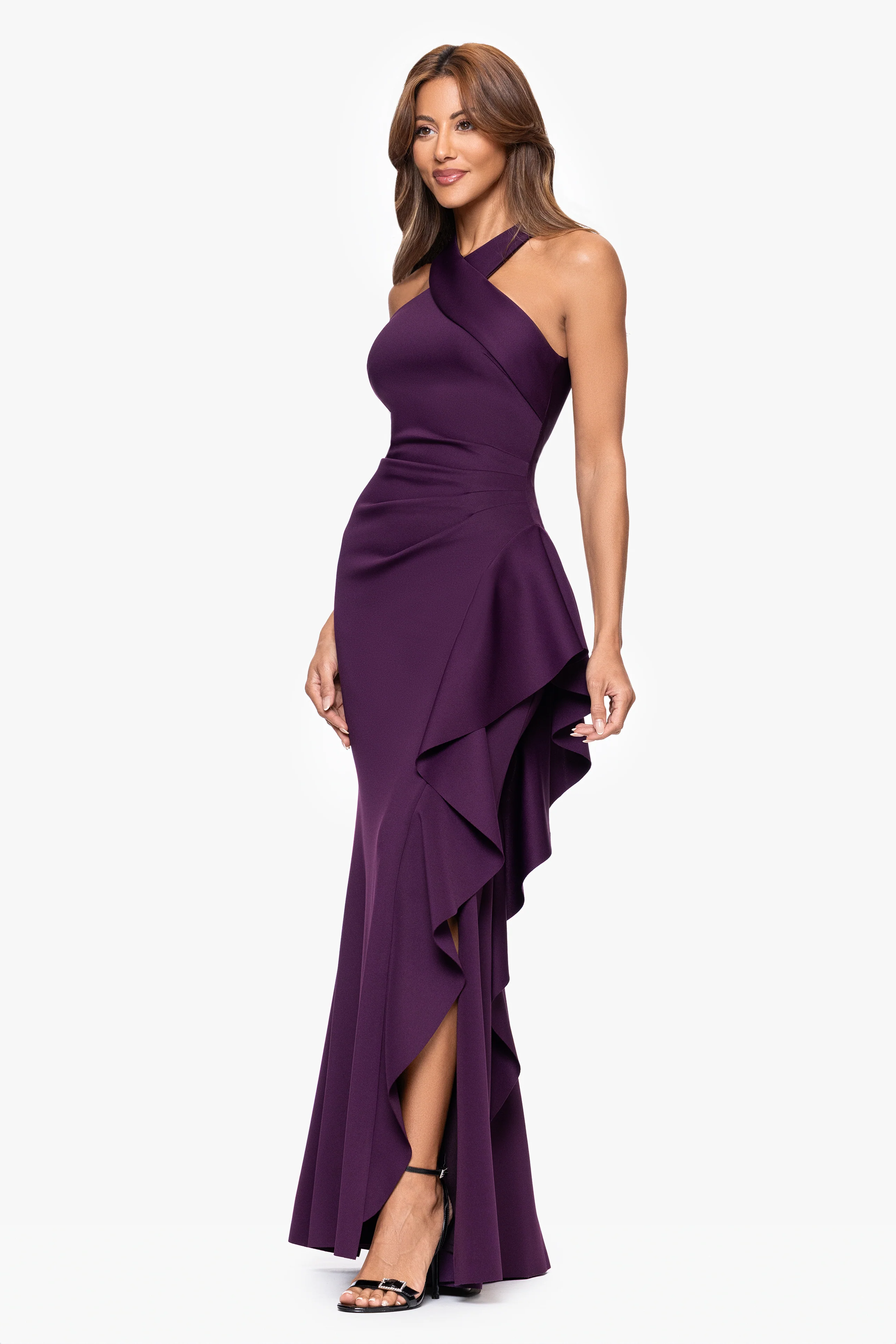 "Gigi" Techno Scuba Cross Neck Dress - Image 22