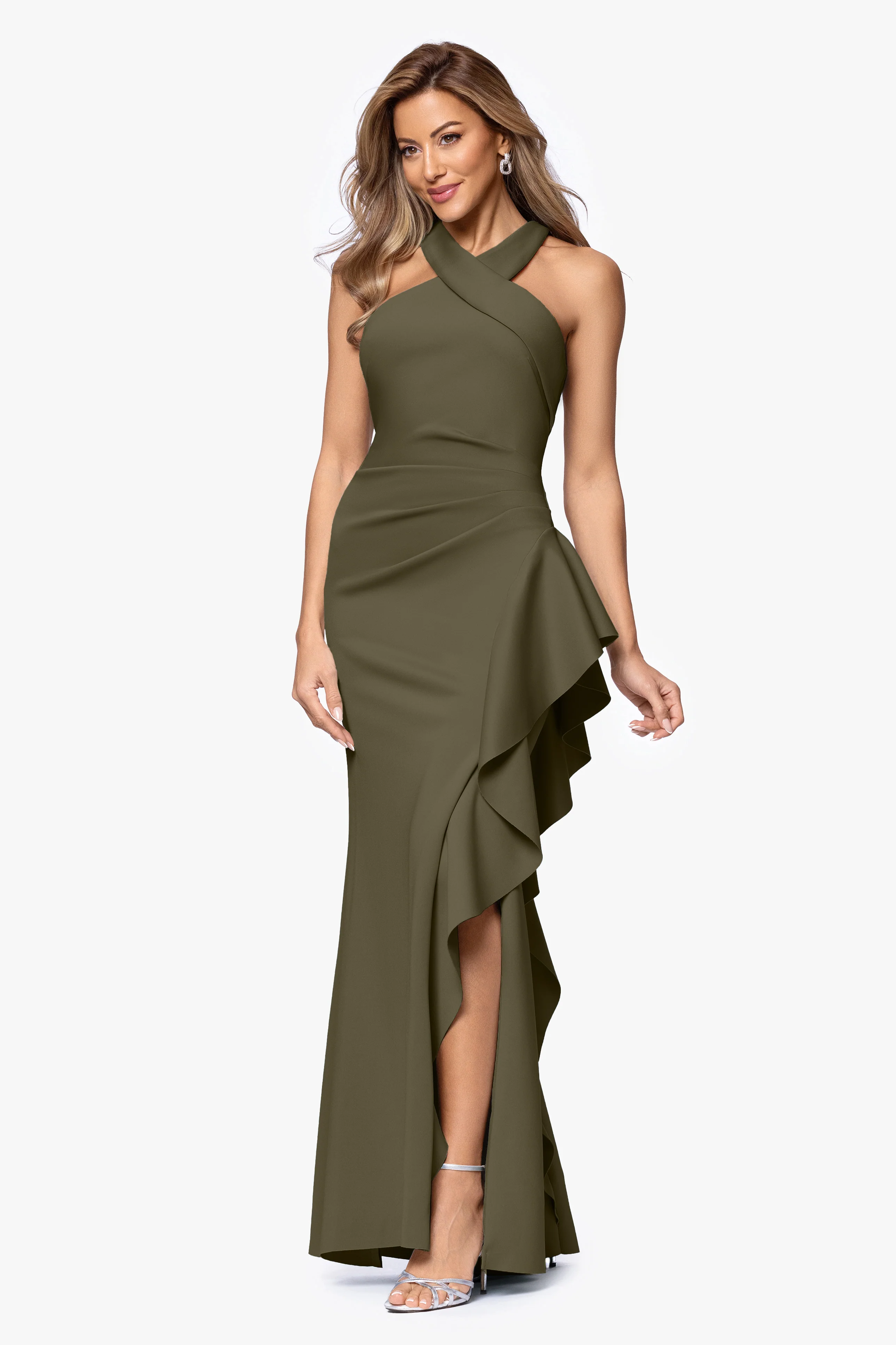 Petite "Gigi" Techno Scuba Cross Neck Dress - Image 43