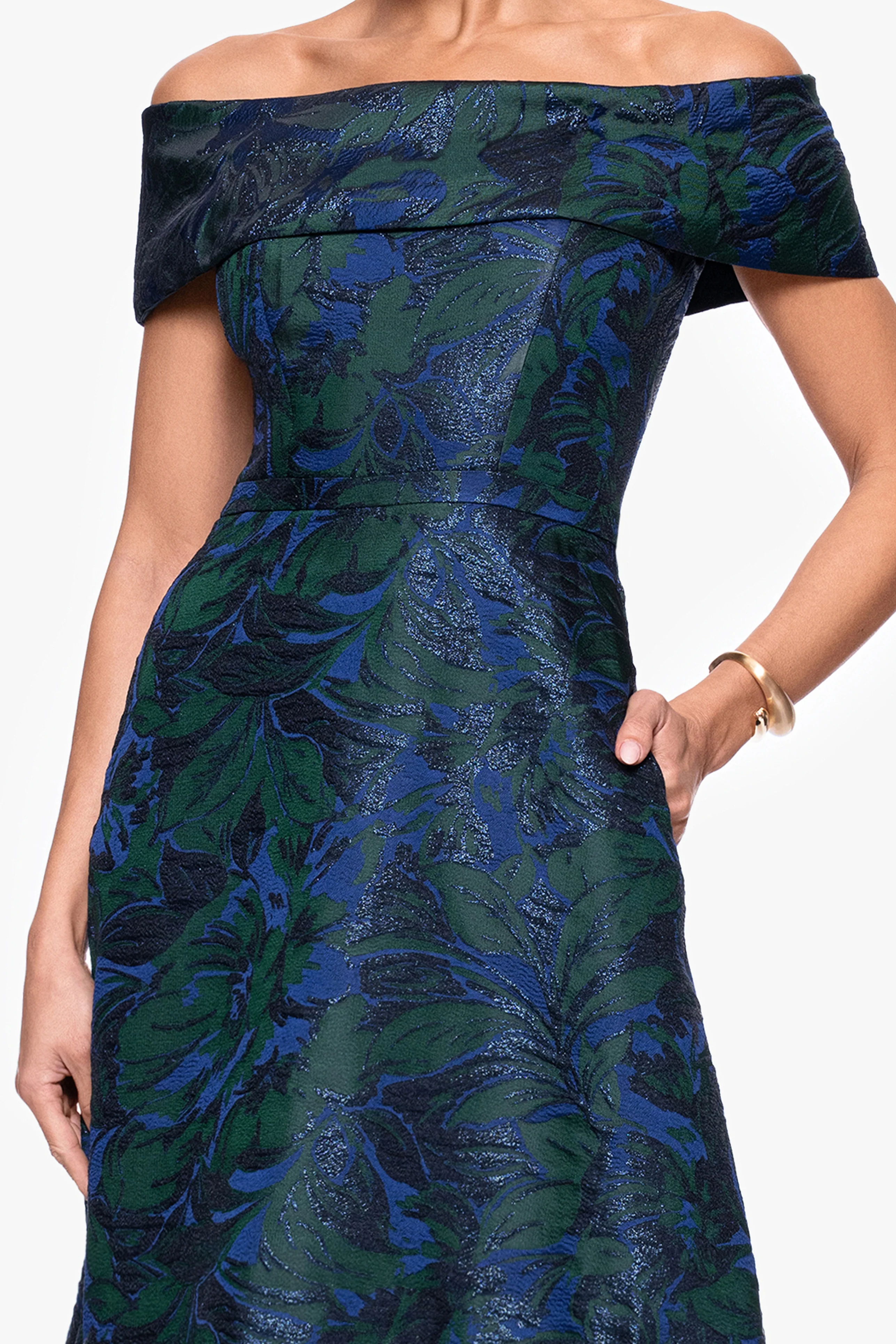 Petite "June" Jacquard Off The Shoulder Dress - Image 3