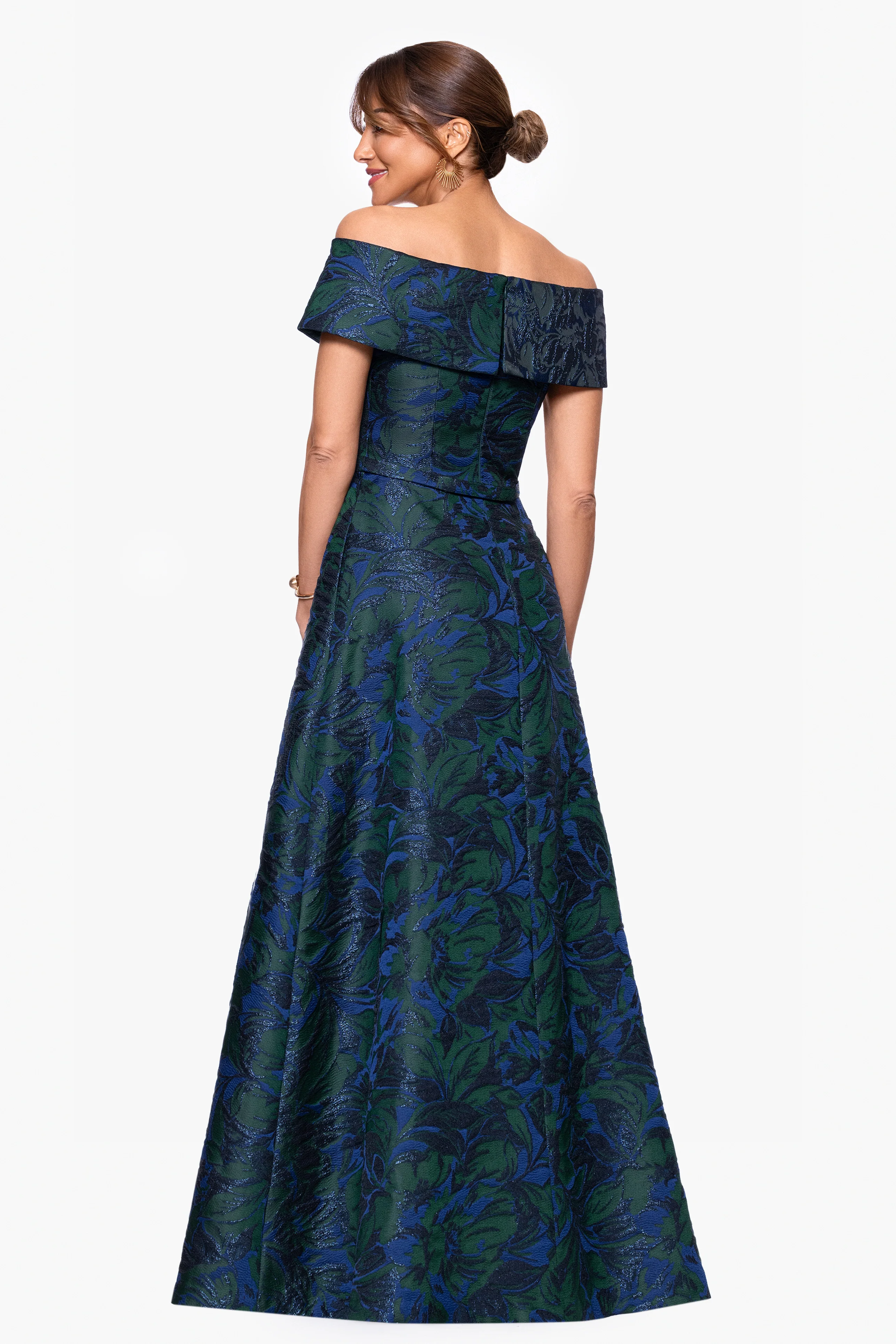 Petite "June" Jacquard Off The Shoulder Dress - Image 4