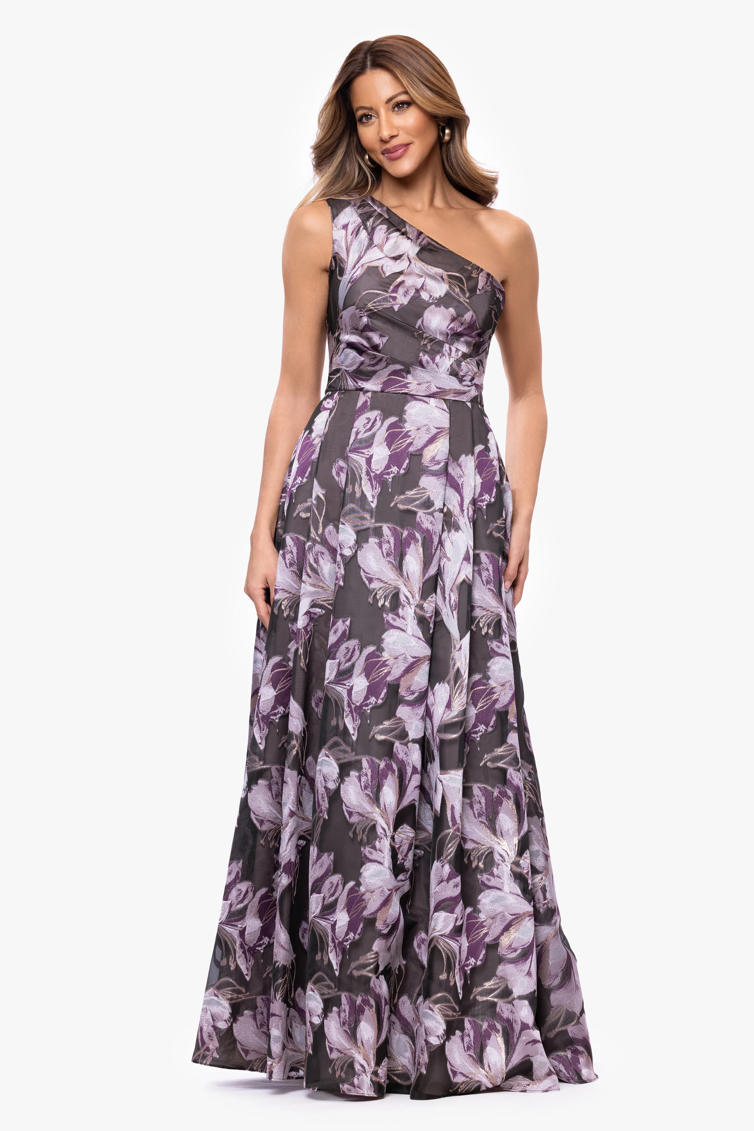 Petite "Lennon" Organza Burnout One Shoulder Dress - Image 2