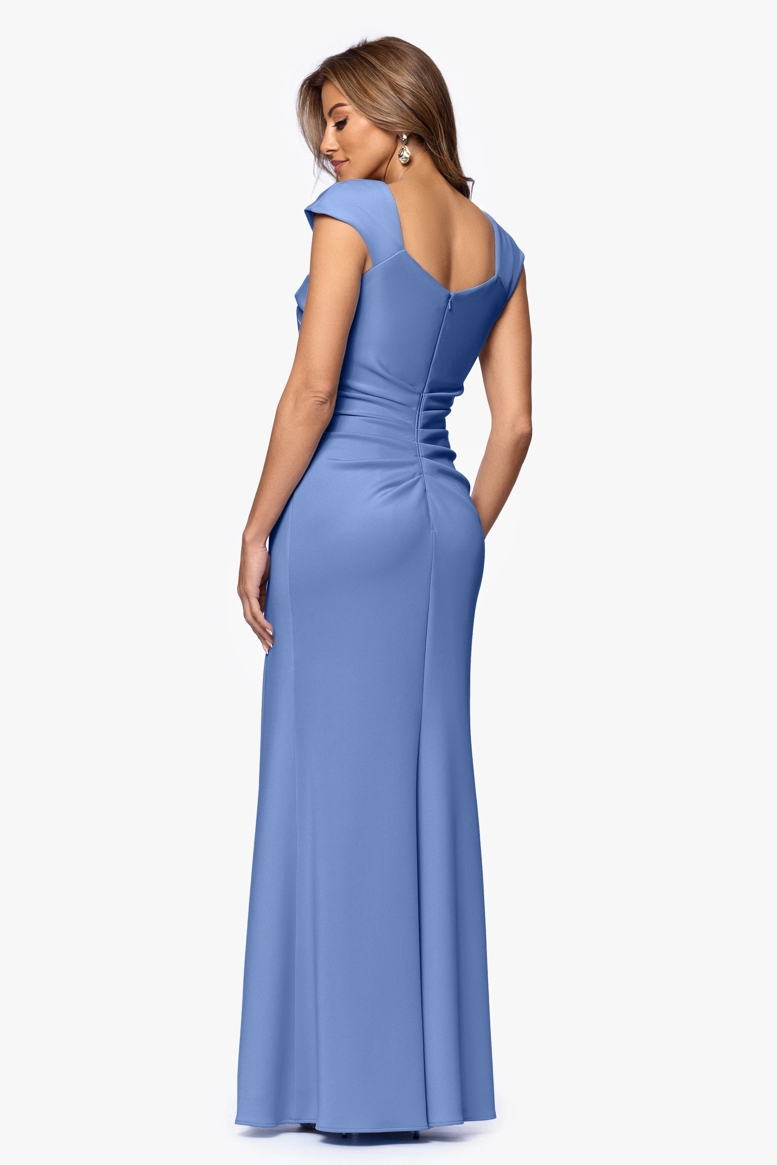 Petite "Lenore" Techno Scuba Asymmetrical Neckline Dress - Image 45