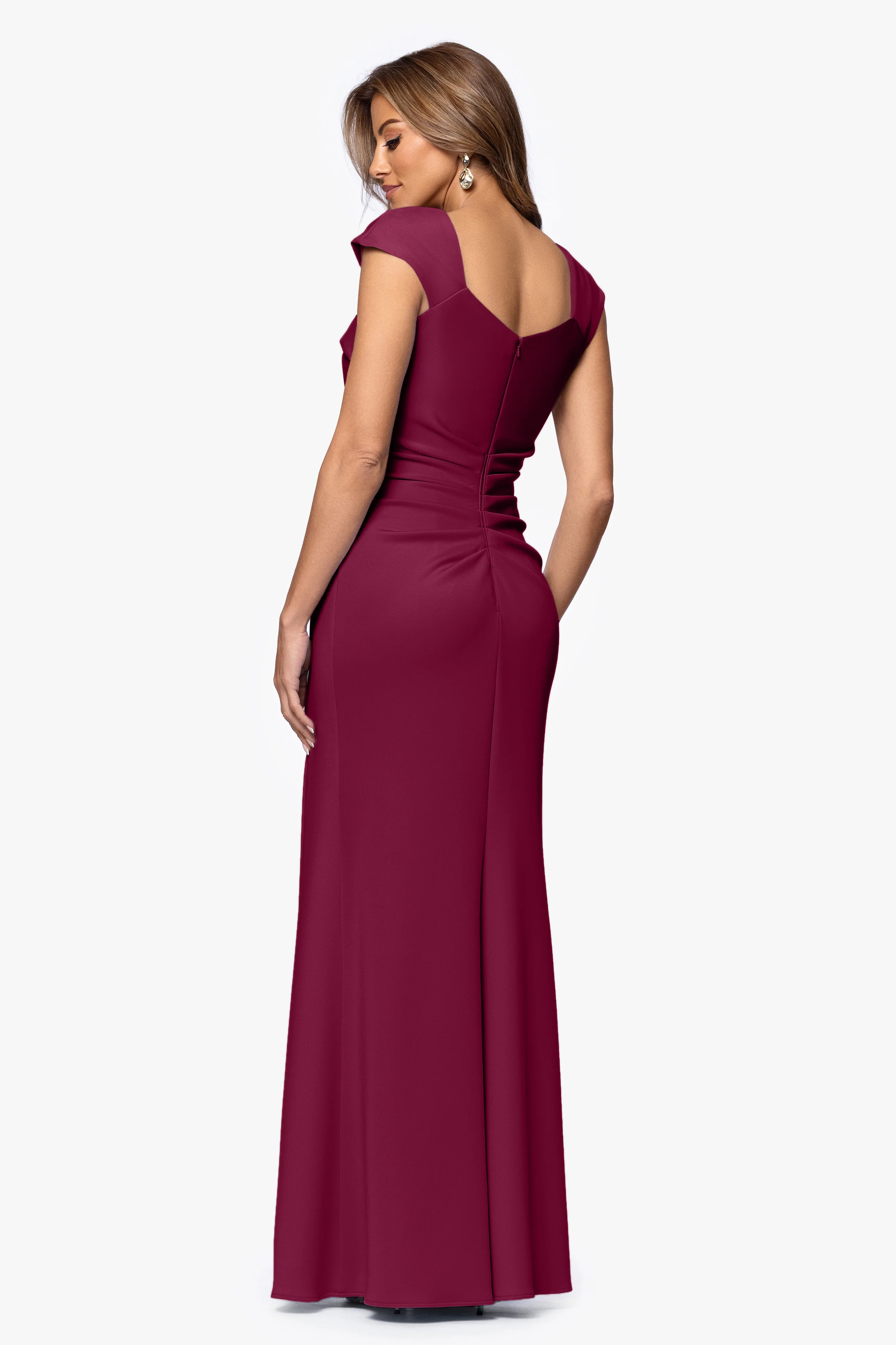 Petite "Lenore" Techno Scuba Asymmetrical Neckline Dress - Image 14