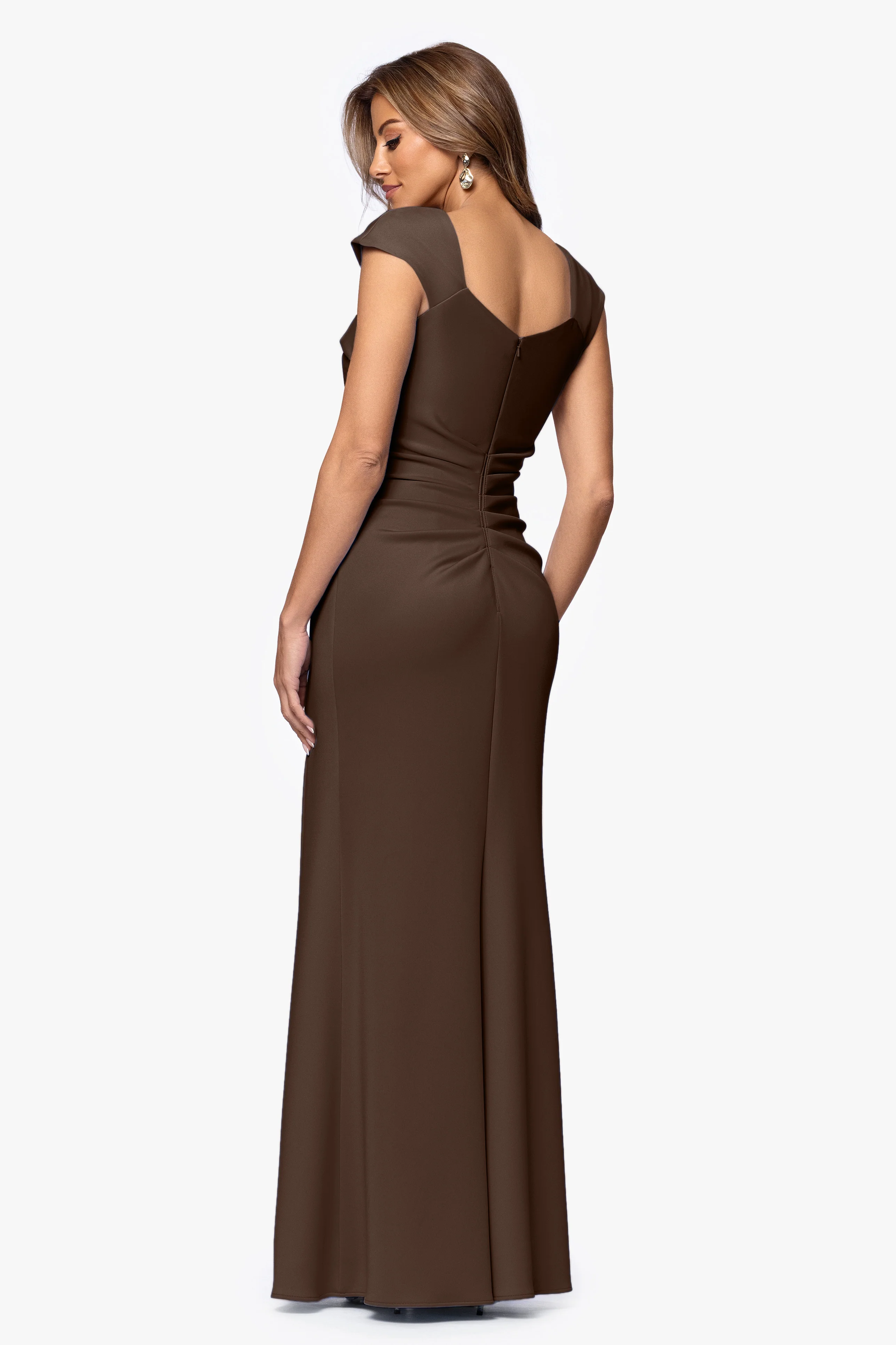Petite "Lenore" Techno Scuba Asymmetrical Neckline Dress - Image 9