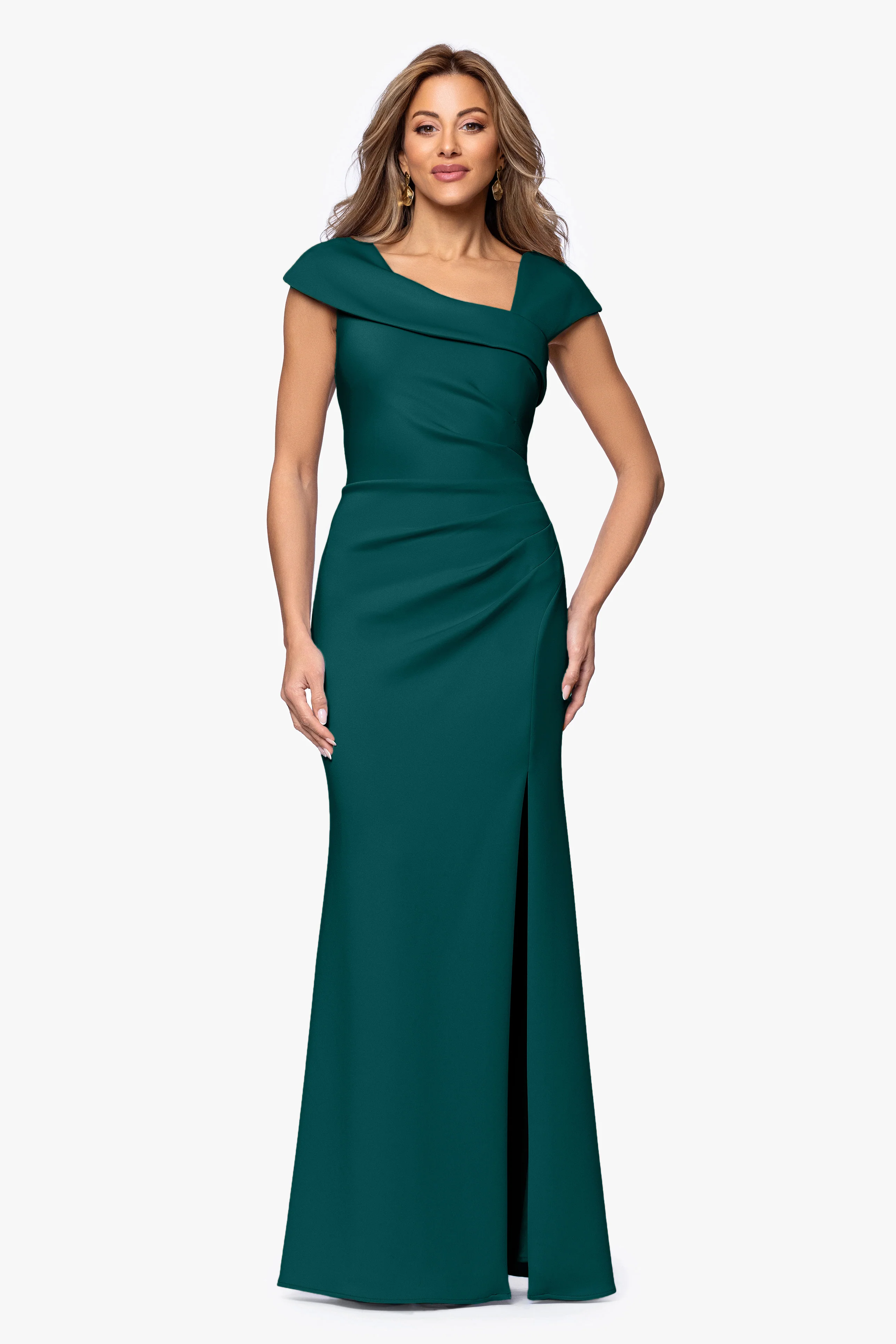 Petite "Lenore" Techno Scuba Asymmetrical Neckline Dress - Image 38