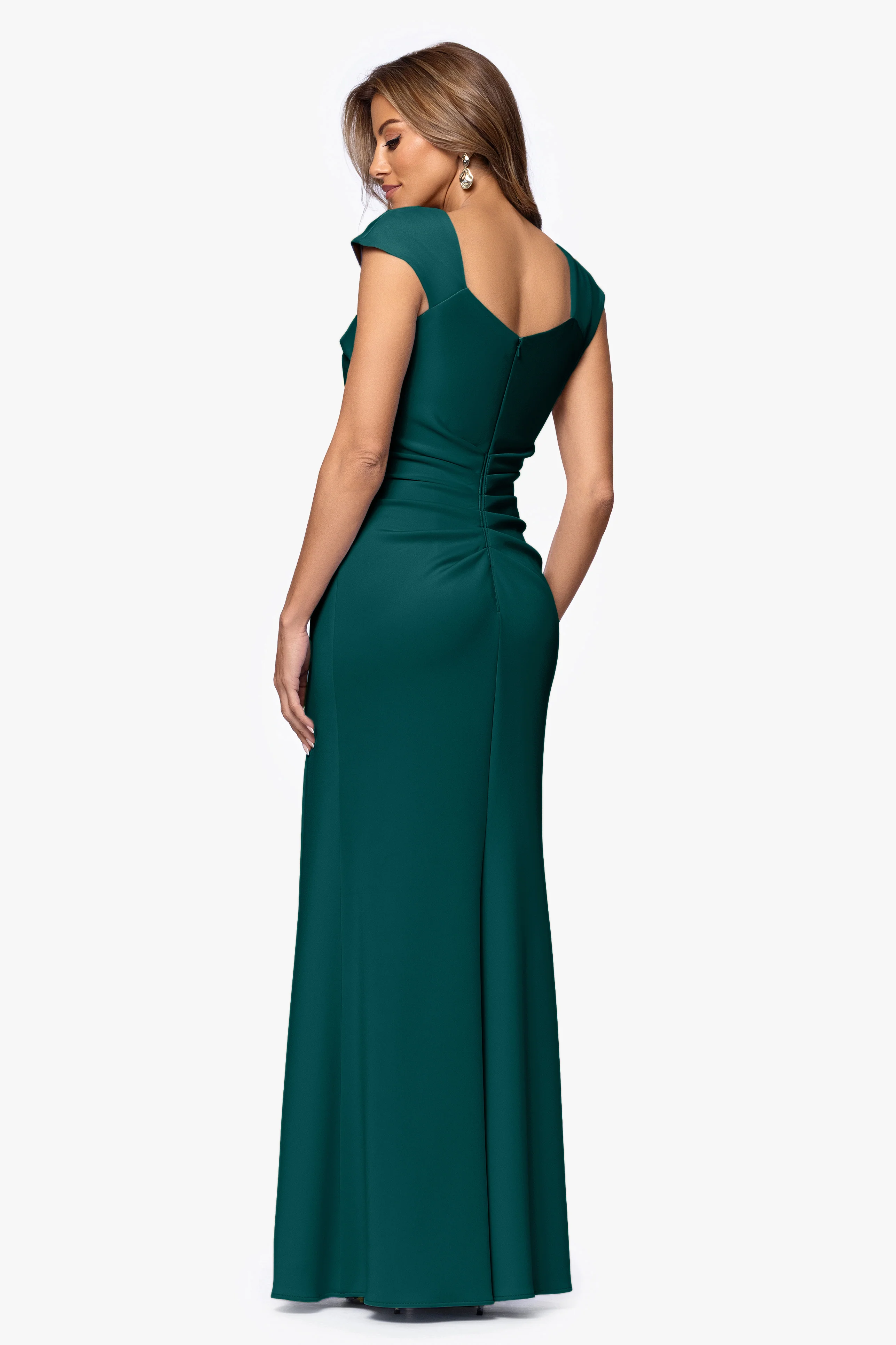 Petite "Lenore" Techno Scuba Asymmetrical Neckline Dress - Image 40