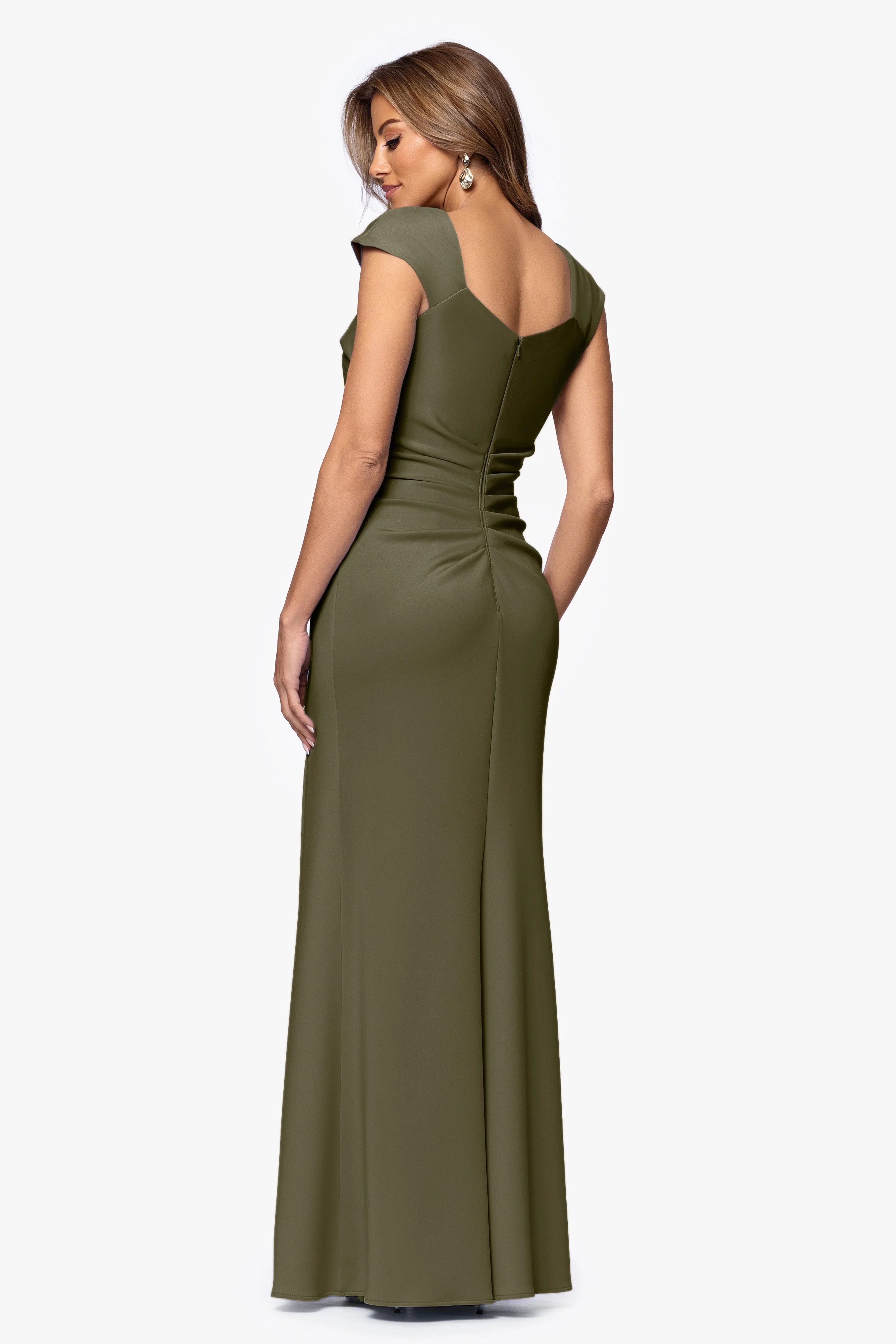 Petite "Lenore" Techno Scuba Asymmetrical Neckline Dress - Image 36