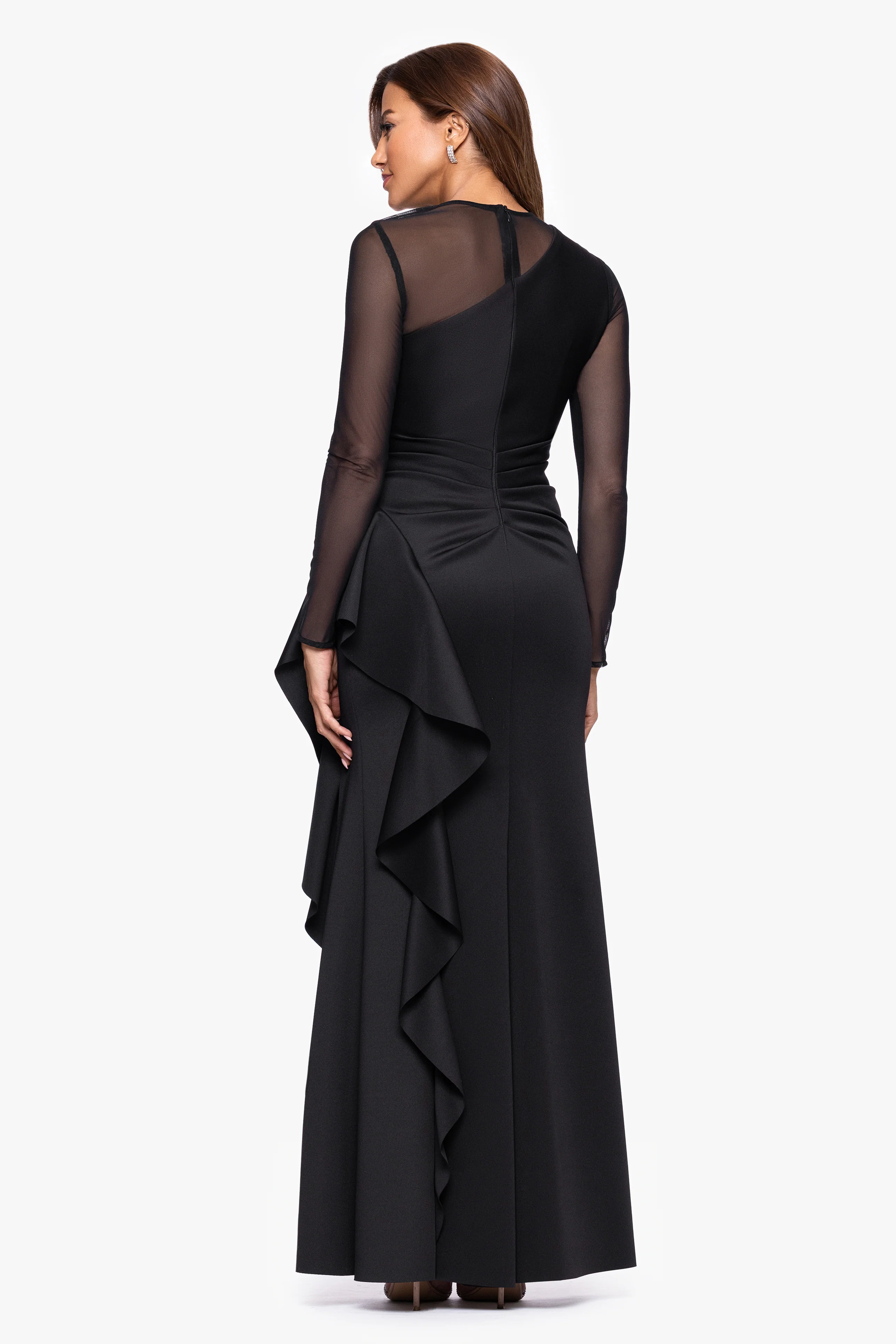 Petite "Lyra" Techno Scuba Mesh Long Sleeve Dress - Image 3