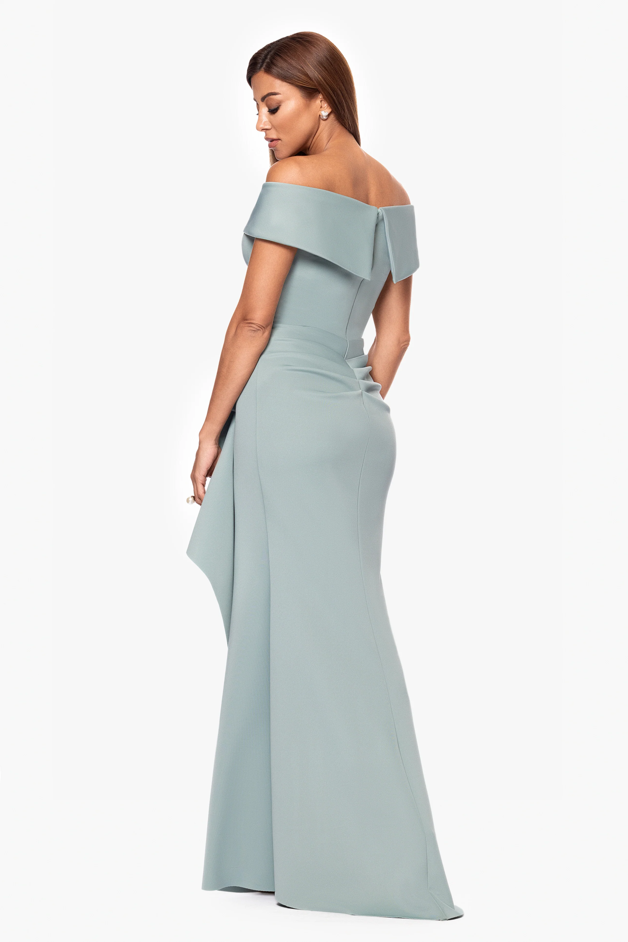 Petite "Patti" Techno Scuba Off The Shoulder Dress - Image 25