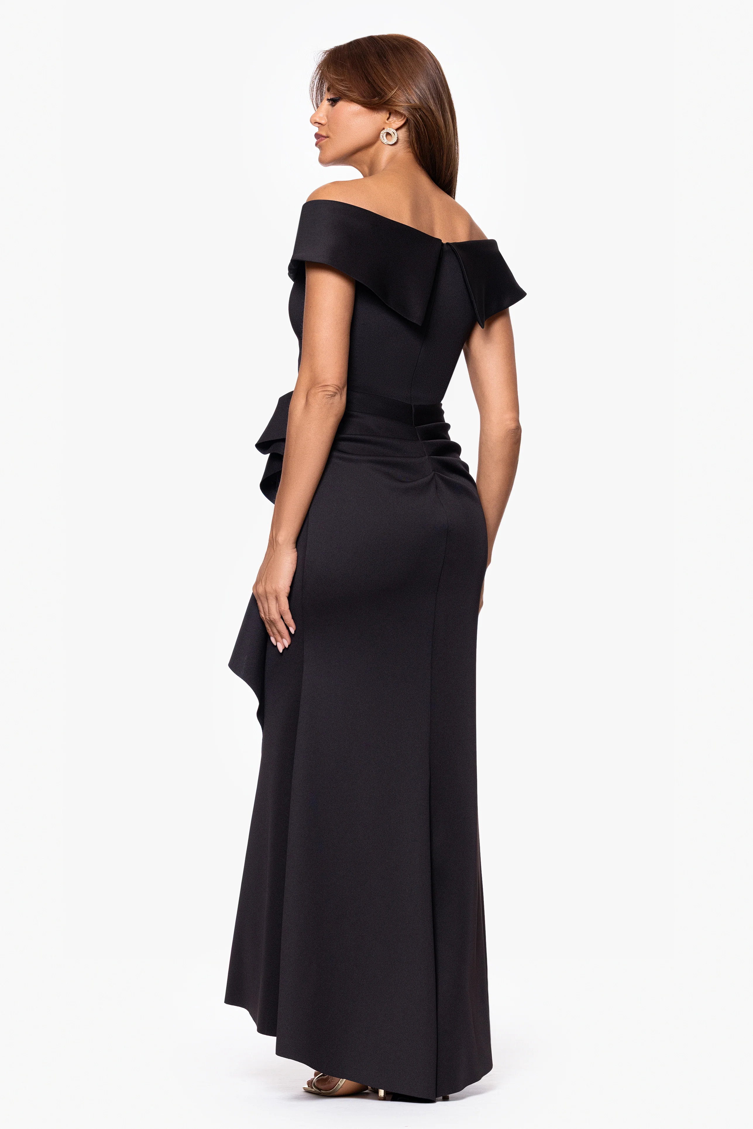 Petite "Patti" Techno Scuba Off The Shoulder Dress - Image 14