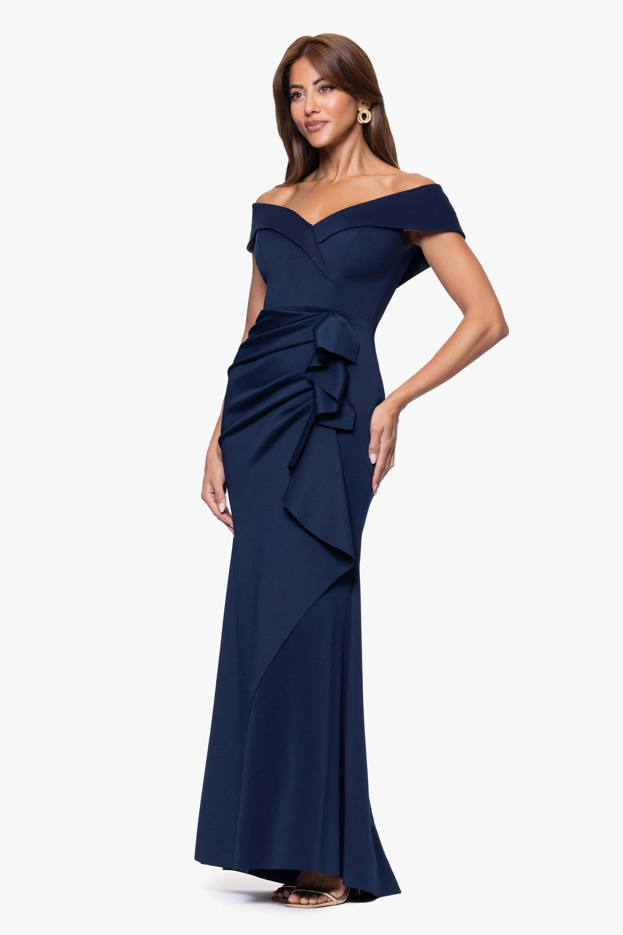 Petite "Patti" Techno Scuba Off The Shoulder Dress - Image 20