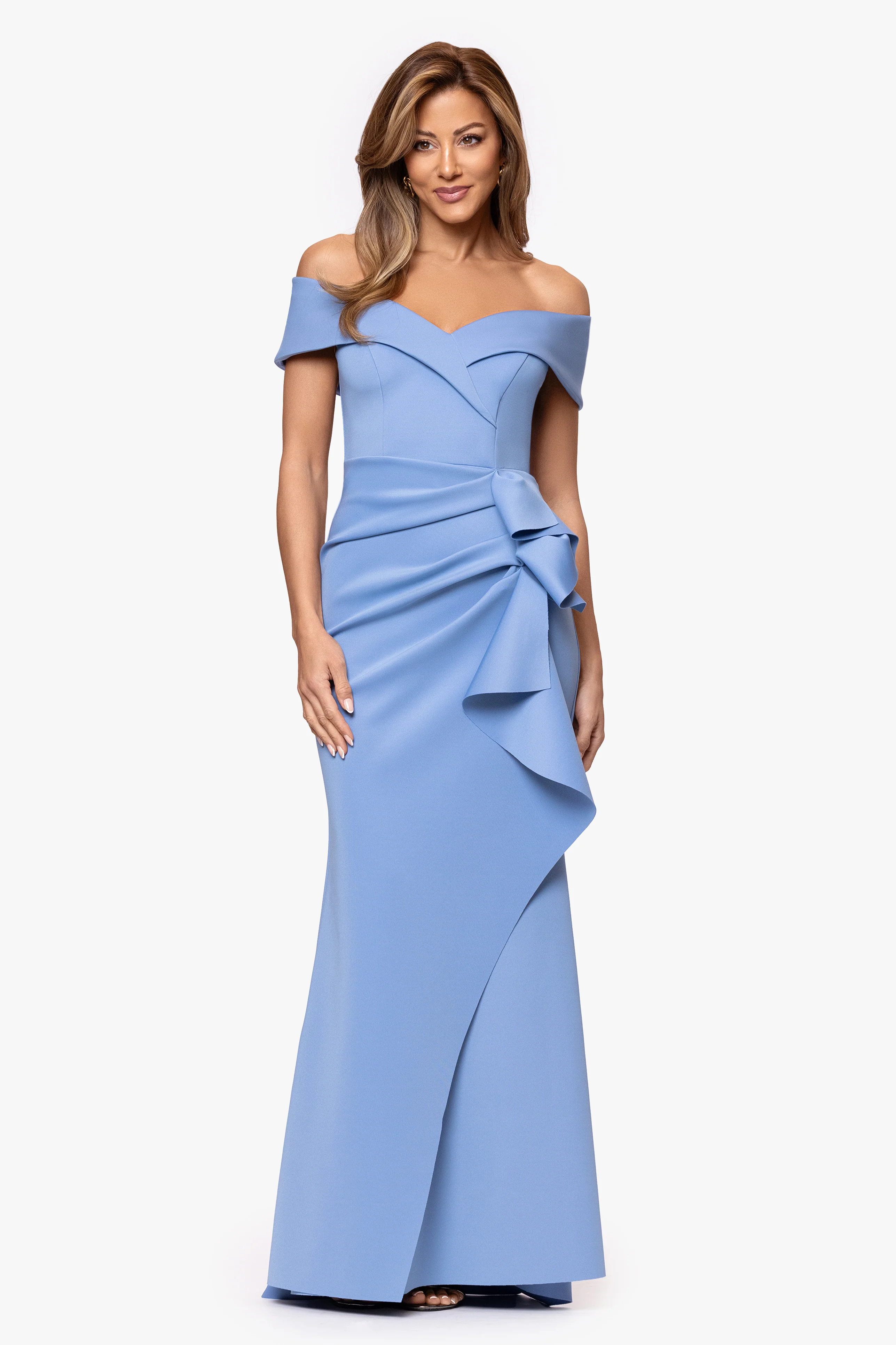 Petite "Patti" Techno Scuba Off The Shoulder Dress - Image 30