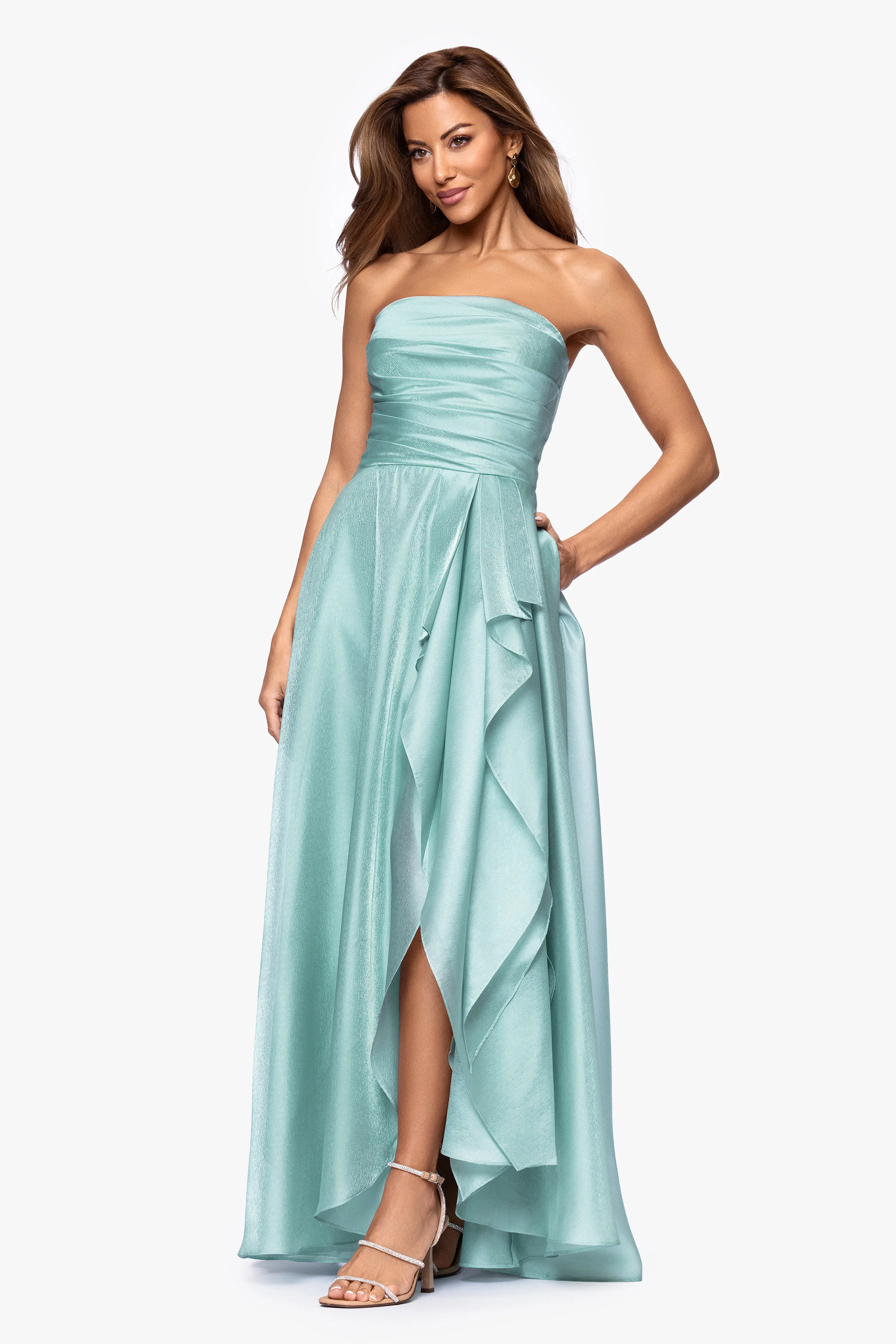 Petite "Sasha" Organza Strapless Ruffle Dress - Image 4