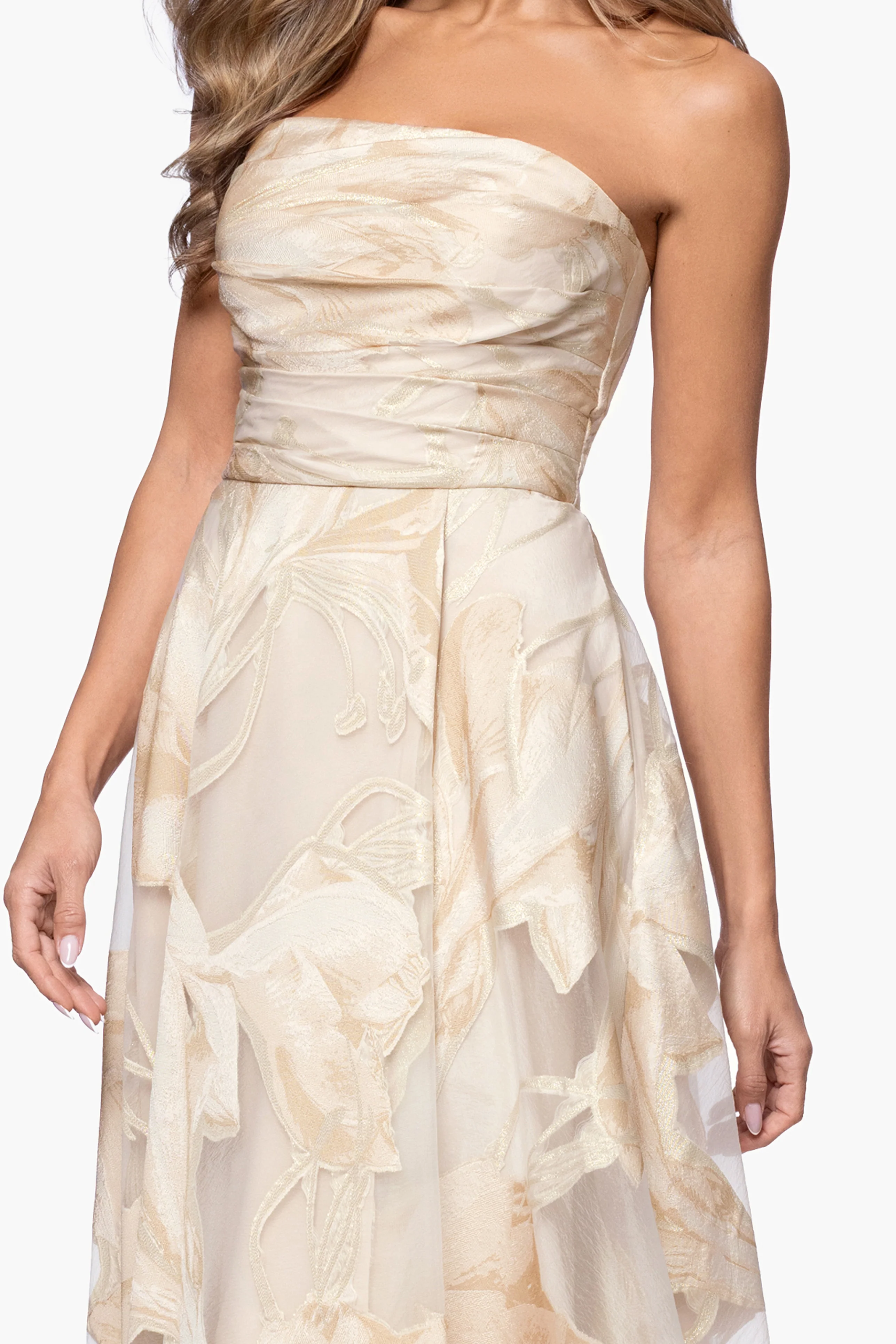 Petite "Shania" Jacquard Strapless Dress - Image 3