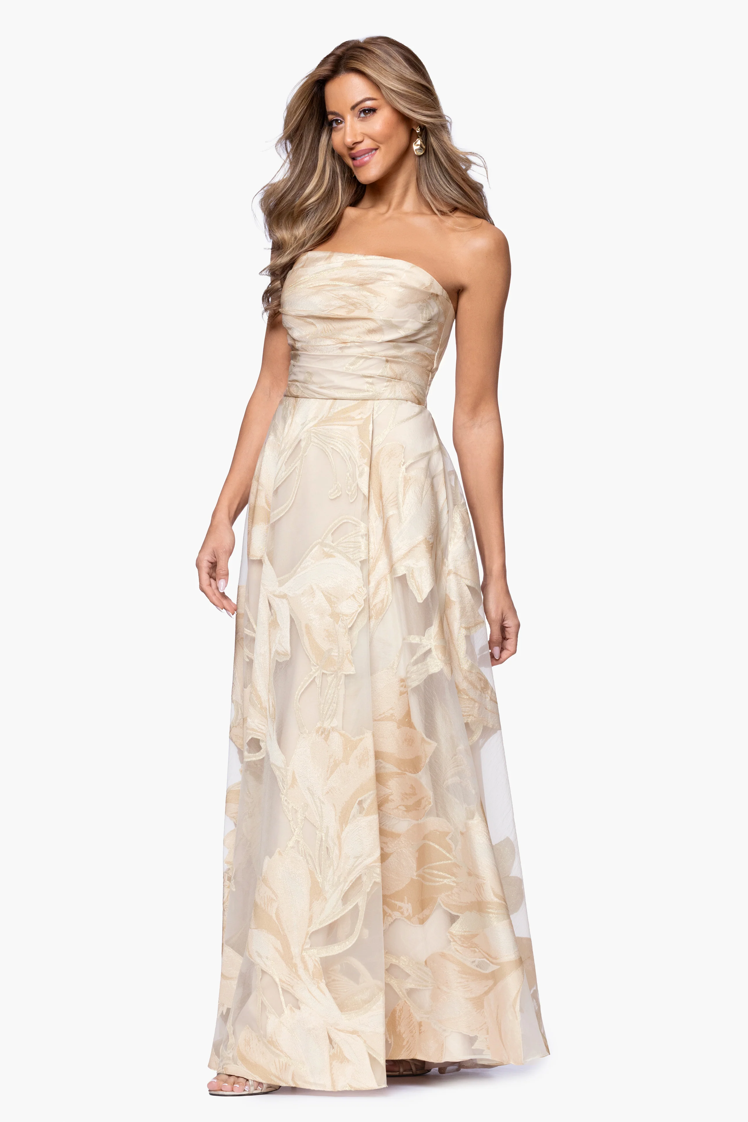 Petite "Shania" Jacquard Strapless Dress - Image 5
