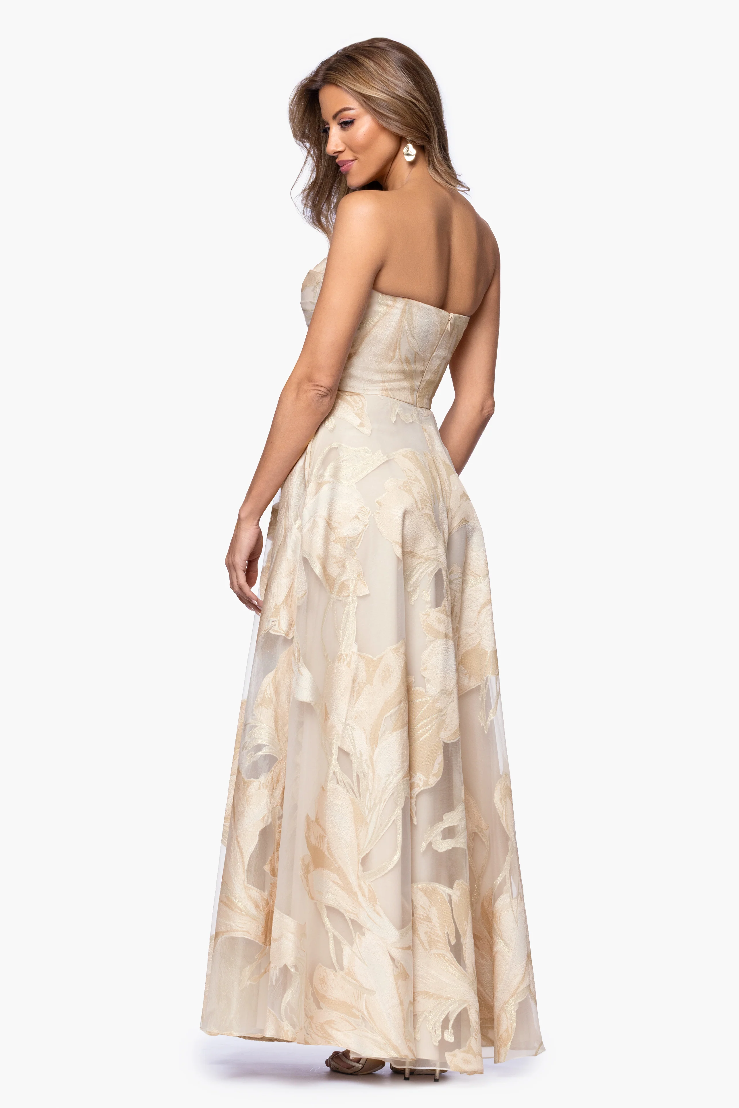 Petite "Shania" Jacquard Strapless Dress - Image 6