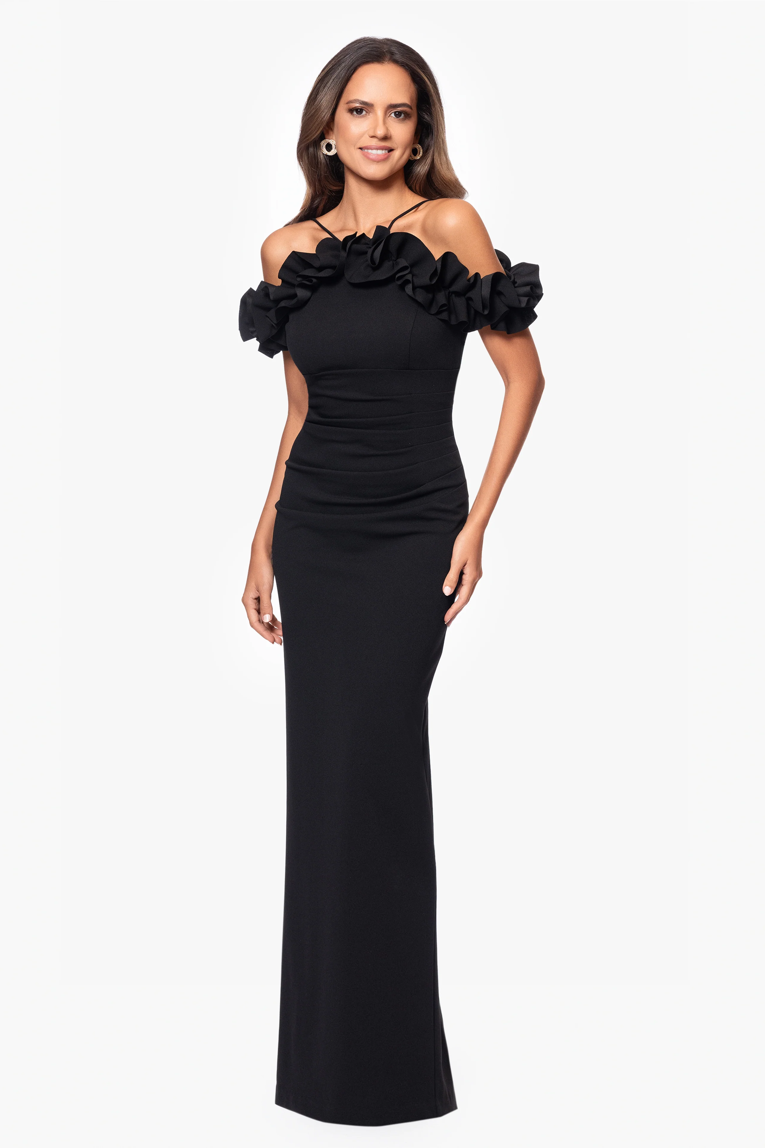 Petite "Tyla" Scuba Crepe Ruffle Top Dress - Image 4