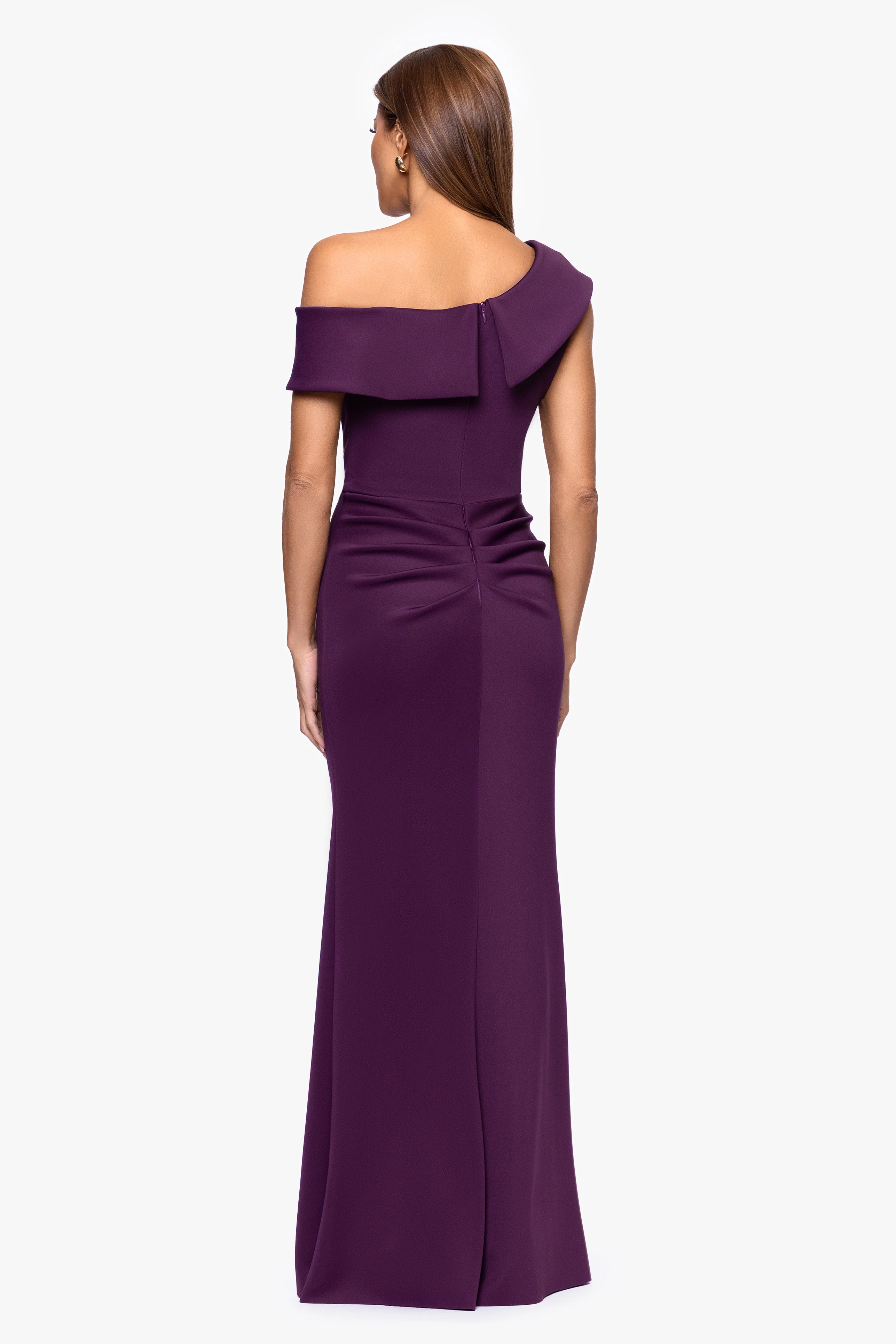 Petite "Valerie" Techno Scuba Off the Shoulder Ruffle Dress - Image 9