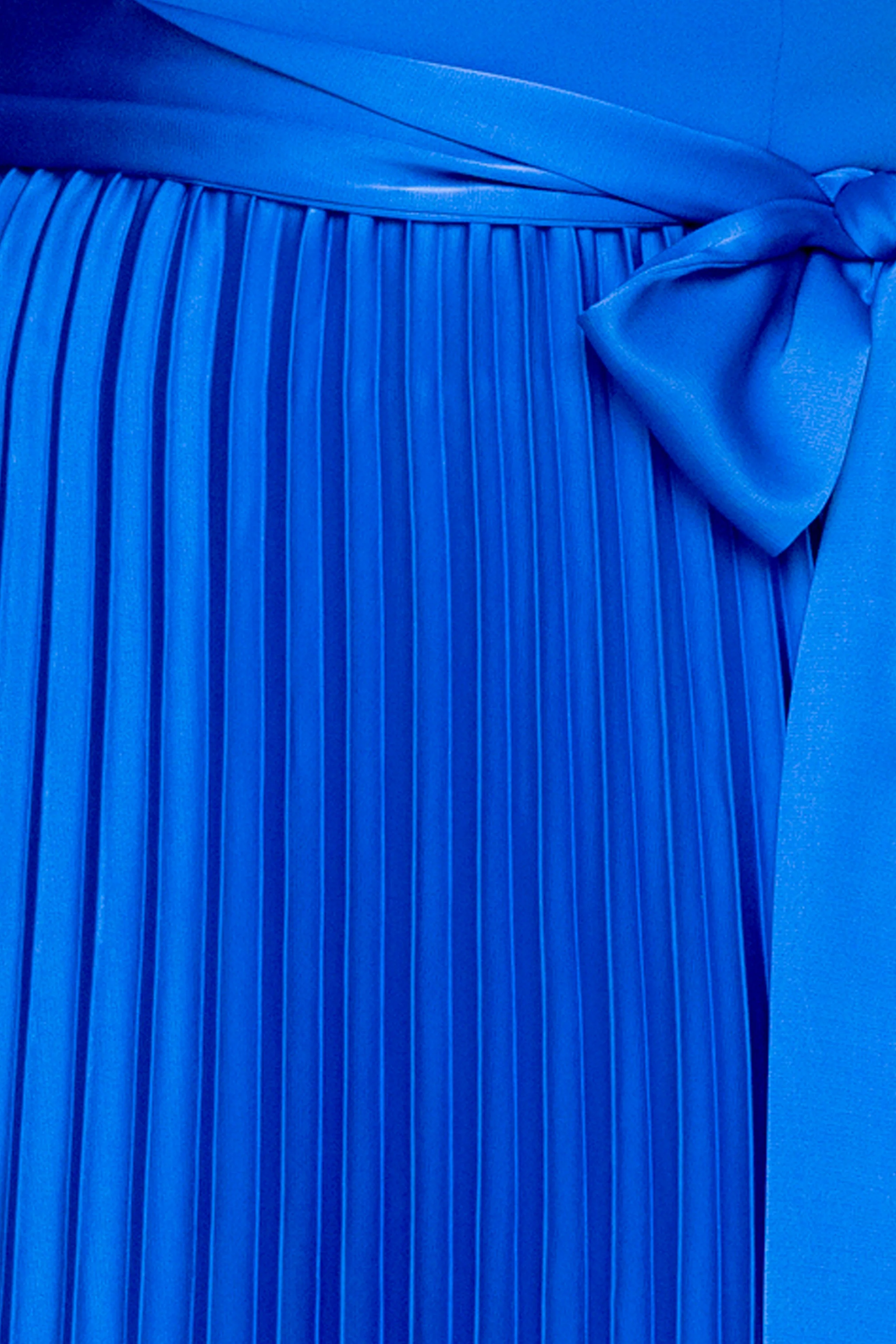 Plus "Cypress" Scuba Crepe & Satin Pleated Tie Skirt Dress - Image 5