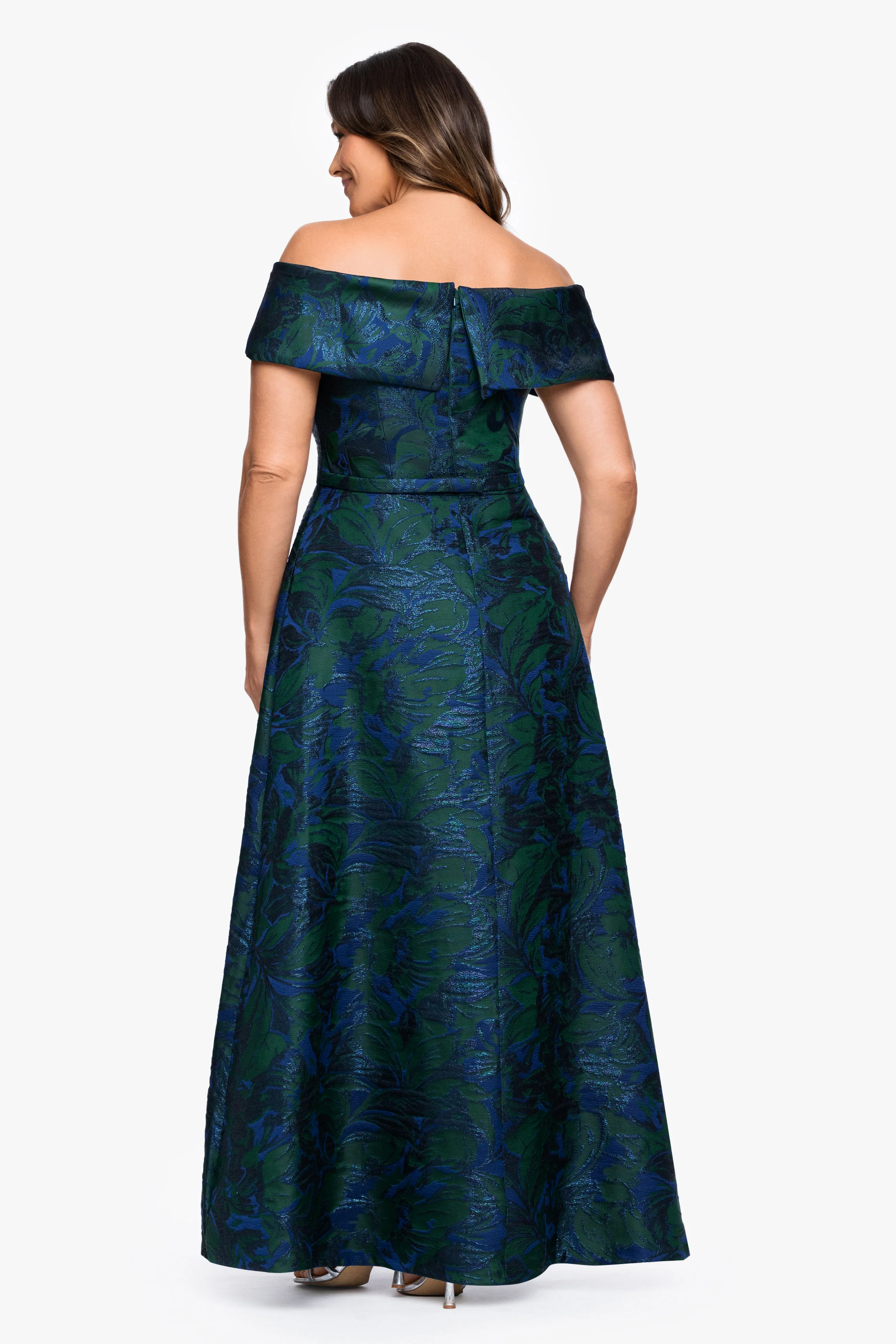 Plus "June" Jacquard Off The Shoulder Dress - Image 3