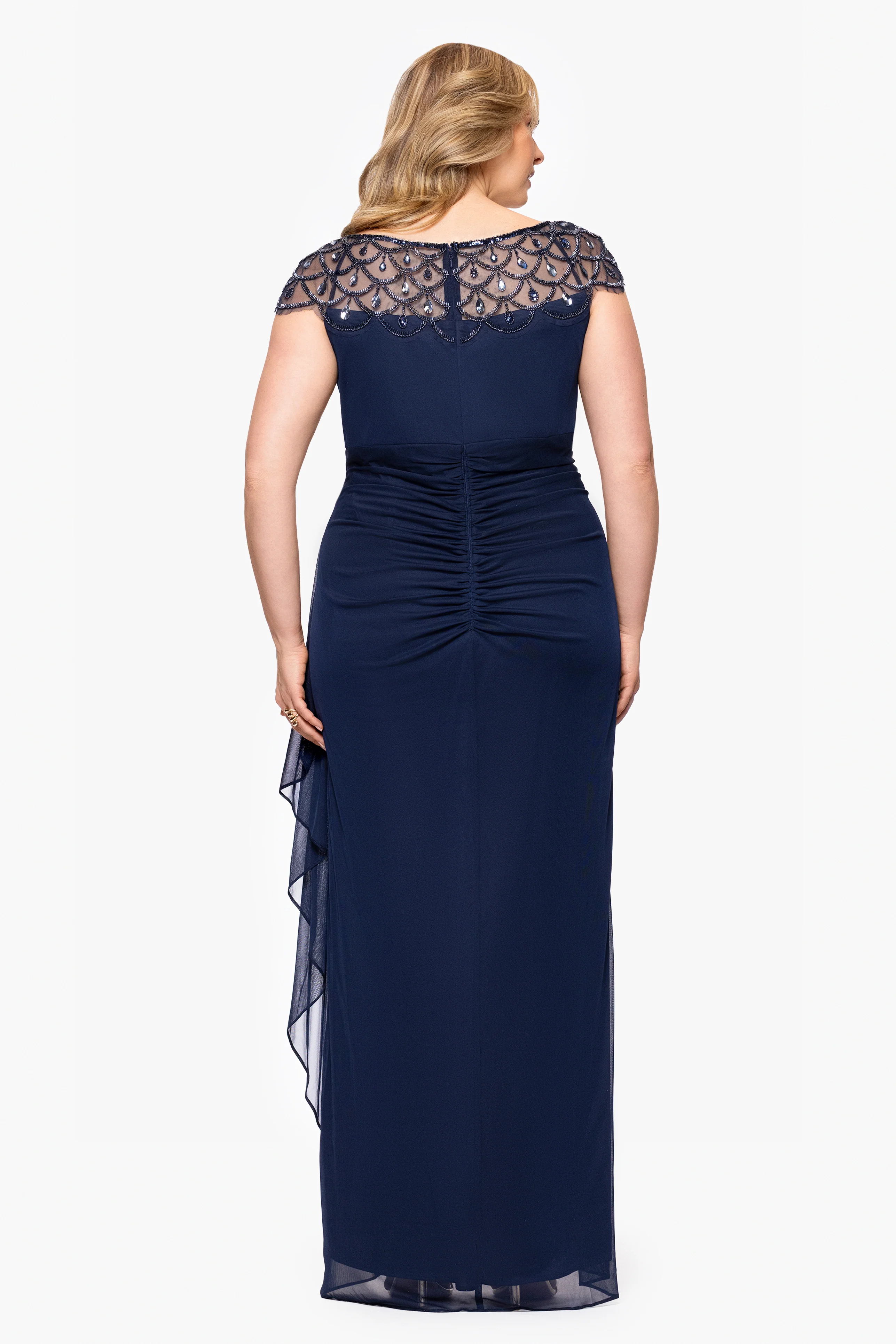 Plus "Khloe" Sheer Matter Jersey Embellished Dress - Image 3