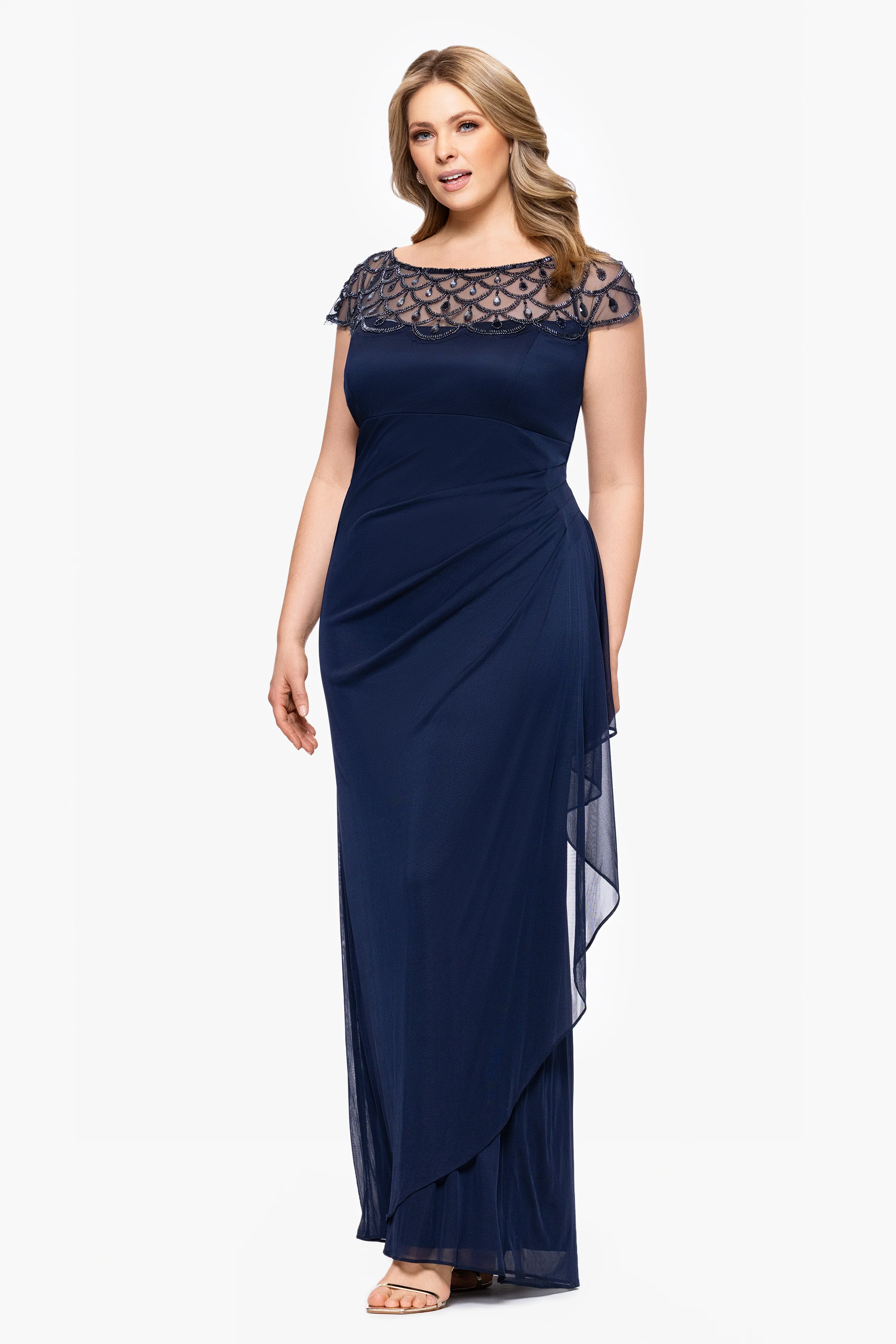 Plus "Khloe" Sheer Matter Jersey Embellished Dress - Image 4